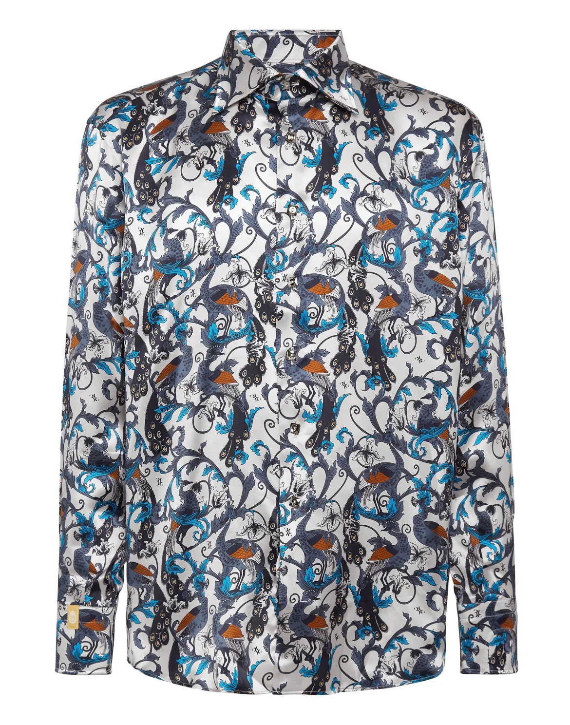 Silk Shirt Silver Cut LS/Flavio Feathers, цвет: Синий