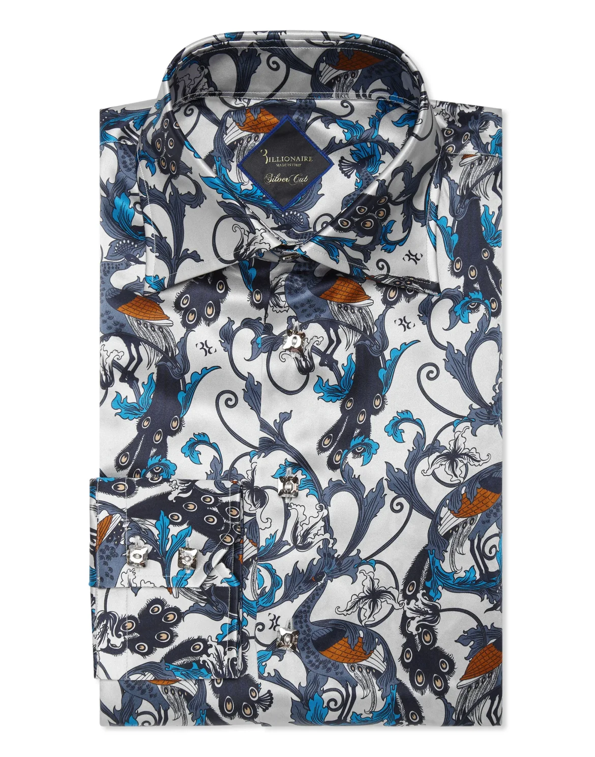 Silk Shirt Silver Cut LS/Flavio Feathers, цвет: Синий