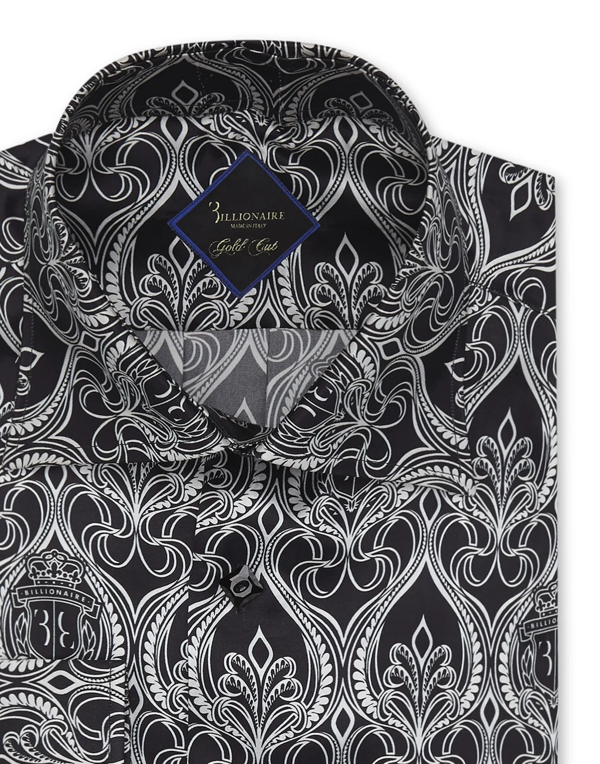 Silk Shirt Silver Cut LS/Flavio Baroque, цвет: Черный