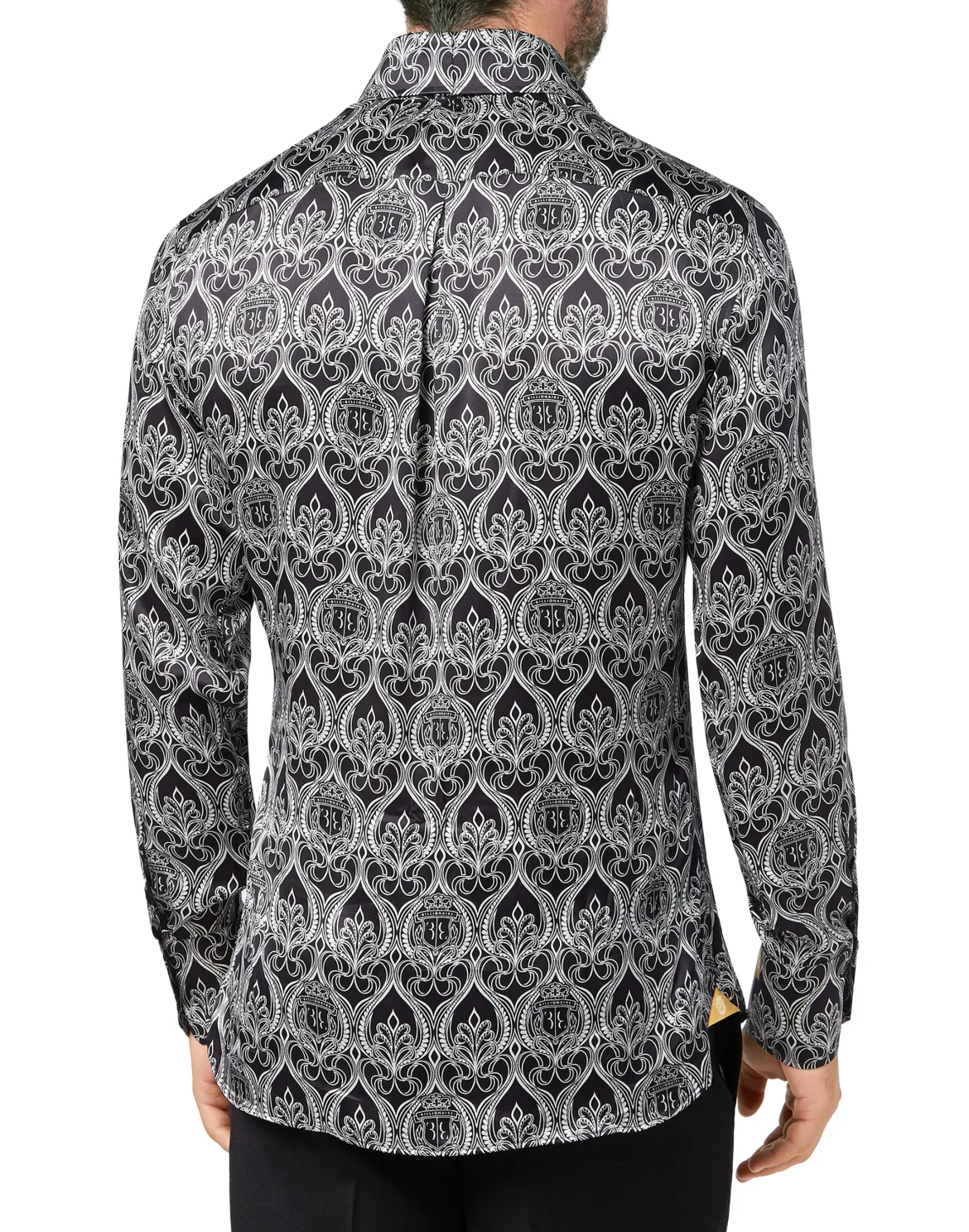 Silk Shirt Silver Cut LS/Flavio Baroque, цвет: Черный