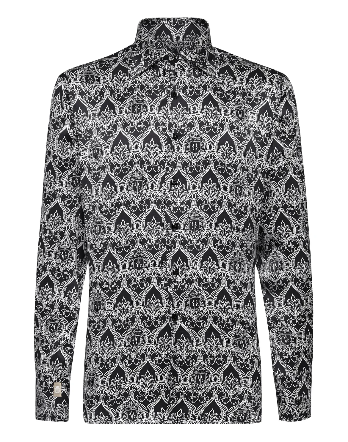 Silk Shirt Silver Cut LS/Flavio Baroque, цвет: Черный