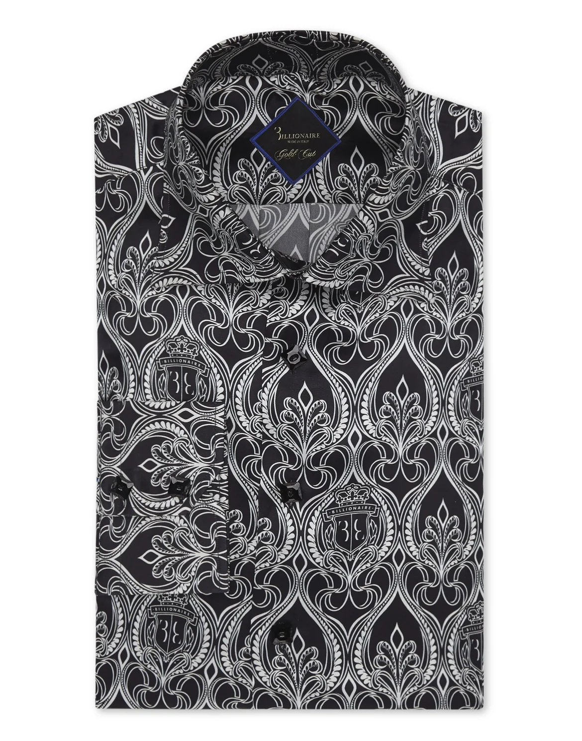 Silk Shirt Silver Cut LS/Flavio Baroque, цвет: Черный