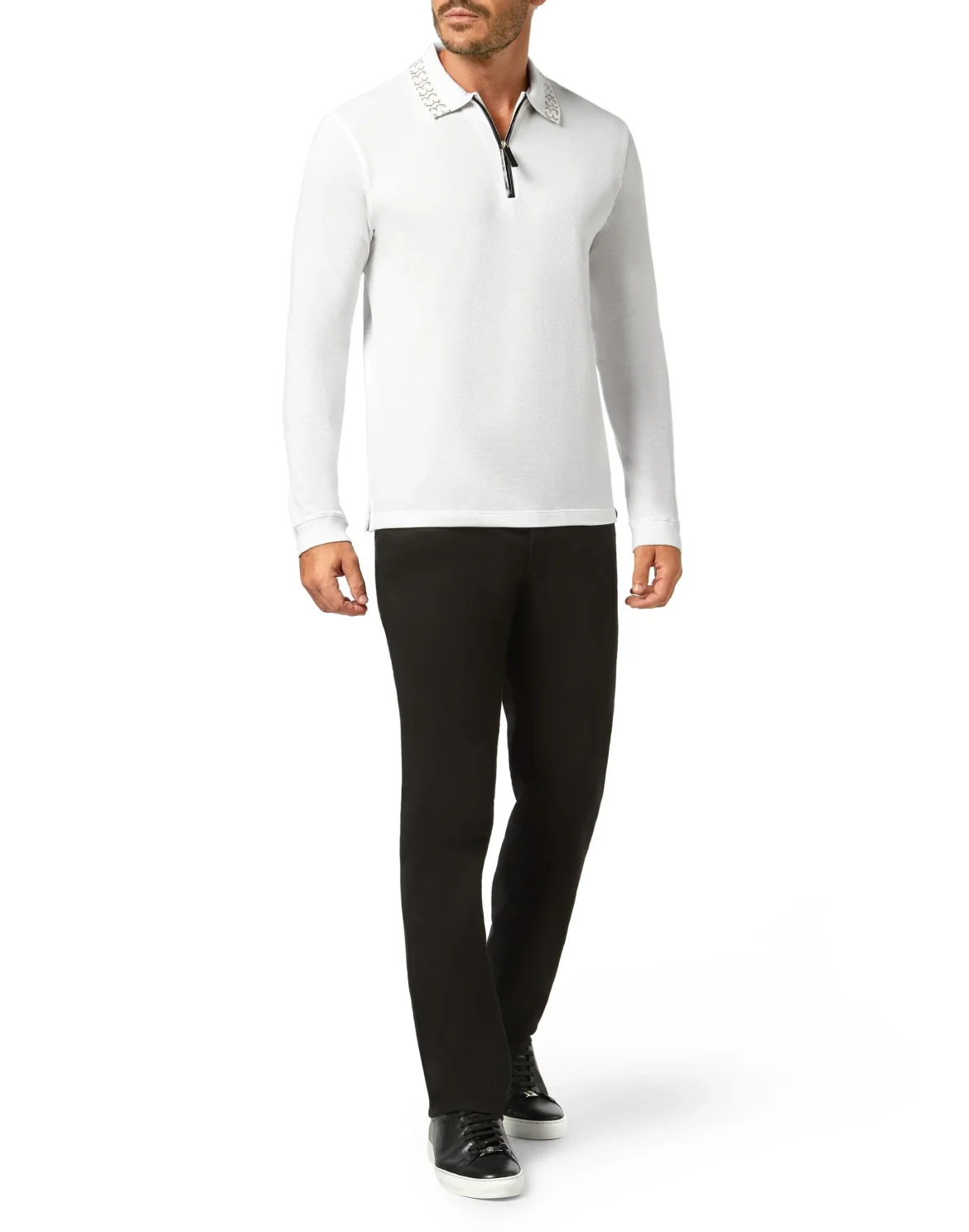 Polo shirt LS Jacquard Double B, цвет: Белый