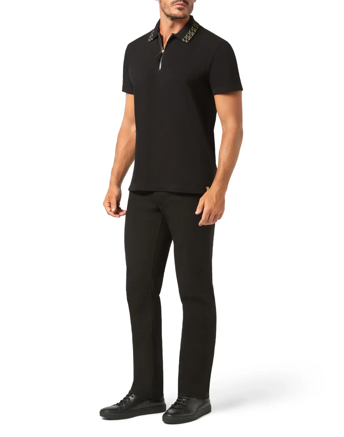 Polo shirt SS Jacquard Double B, цвет: Черный