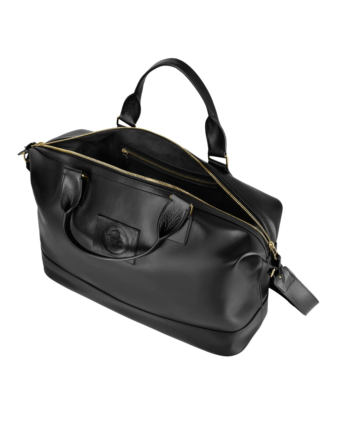 Leather Medium Travel Bag Crest, цвет: Черный