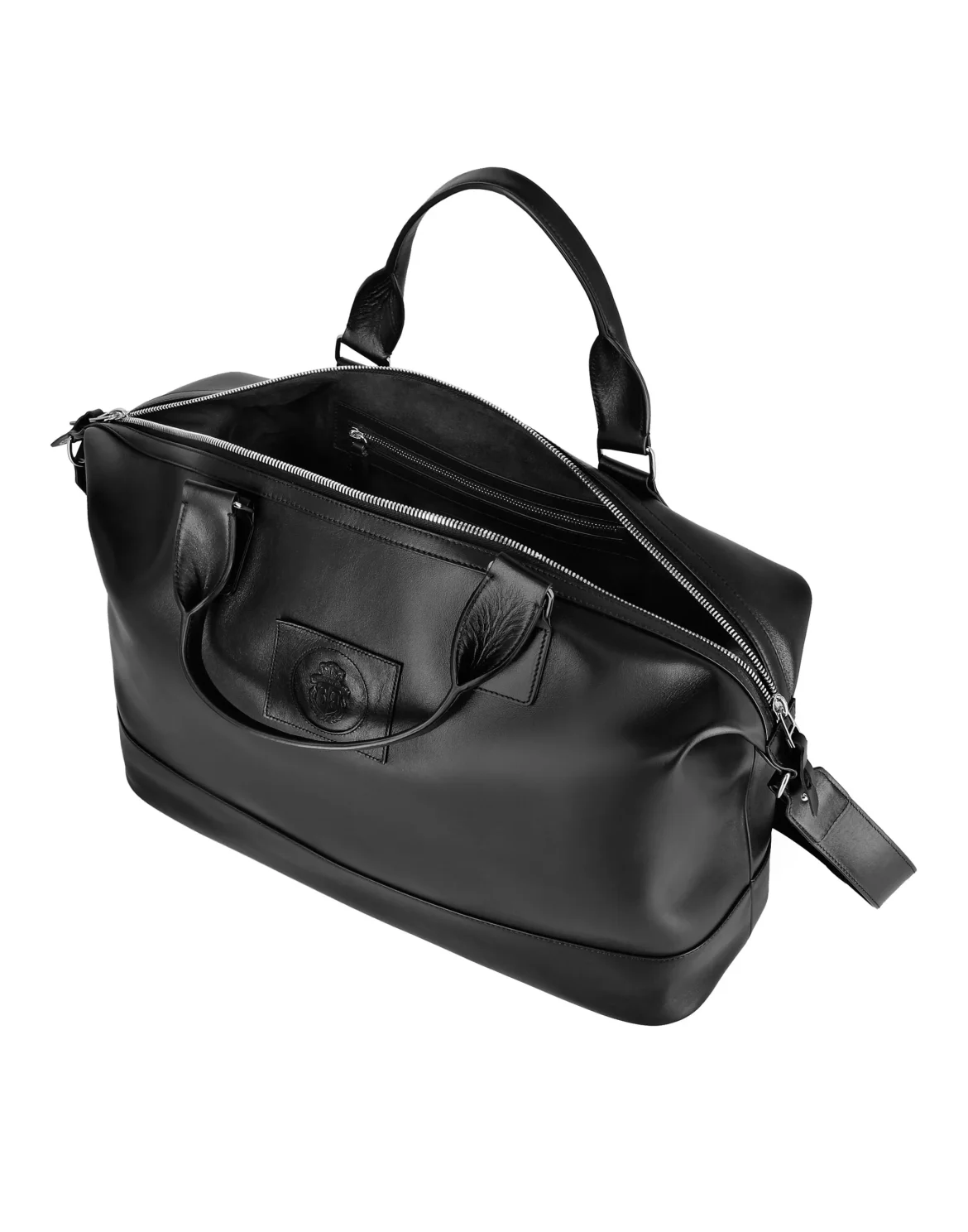 Leather Medium Travel Bag Crest, цвет: Черный