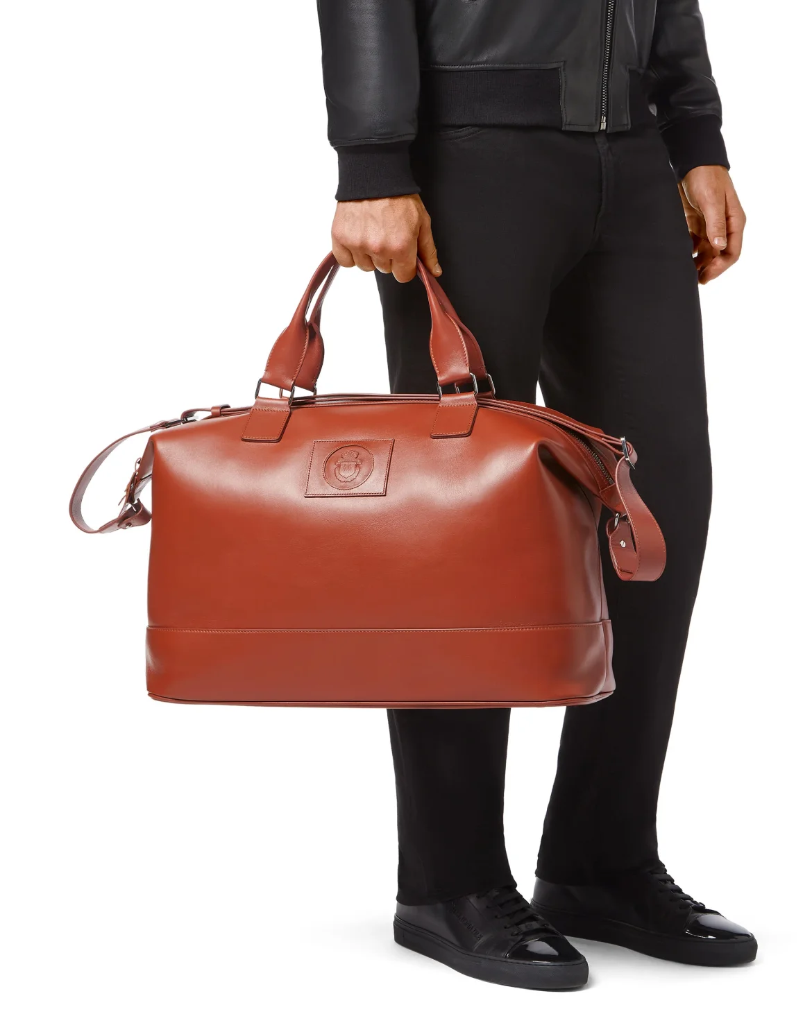Leather Medium Travel Bag Crest, цвет: Коричневый