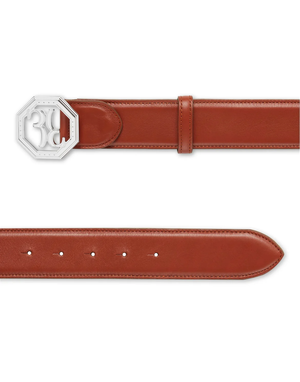 Leather Belt Double B, цвет: Коричневый