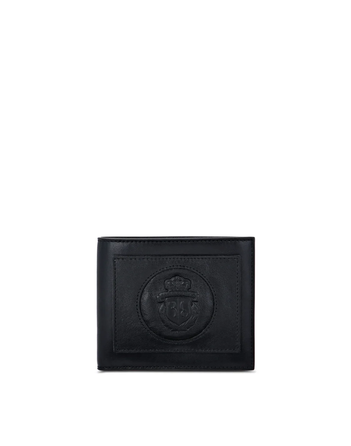 Leather French wallet Crest, цвет: Черный