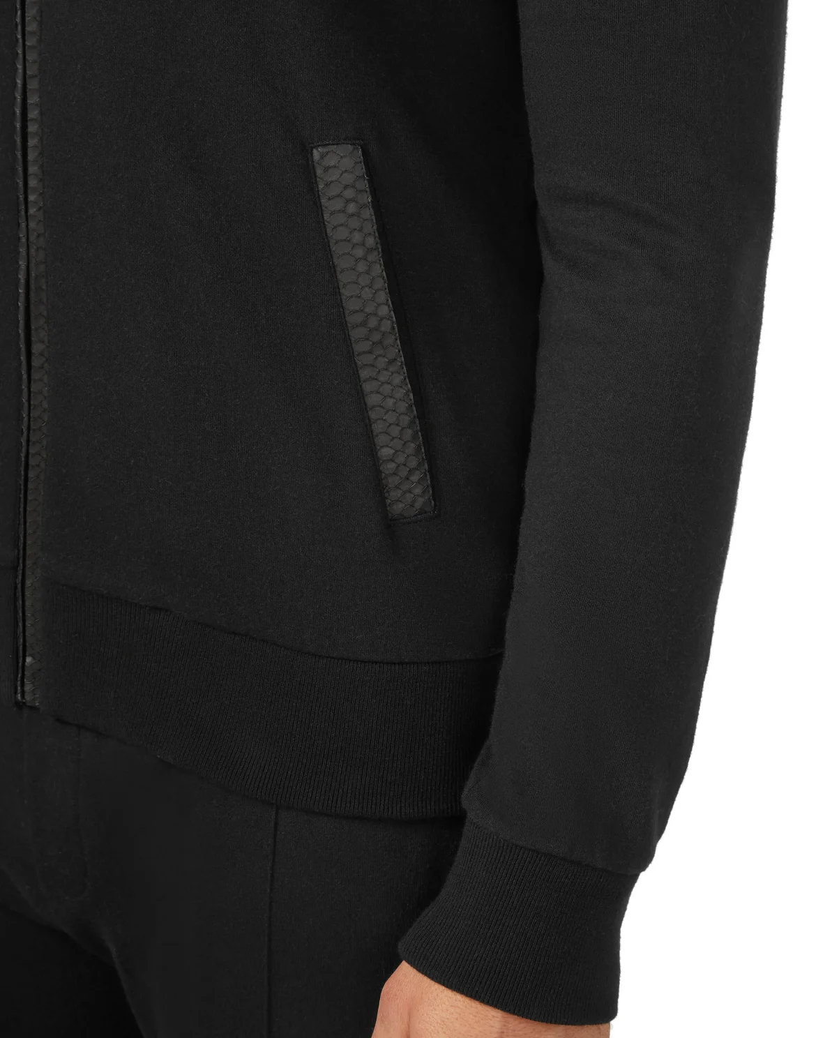 Wool and Cashmere Pullover full zip Elaphe insert, цвет: Черный
