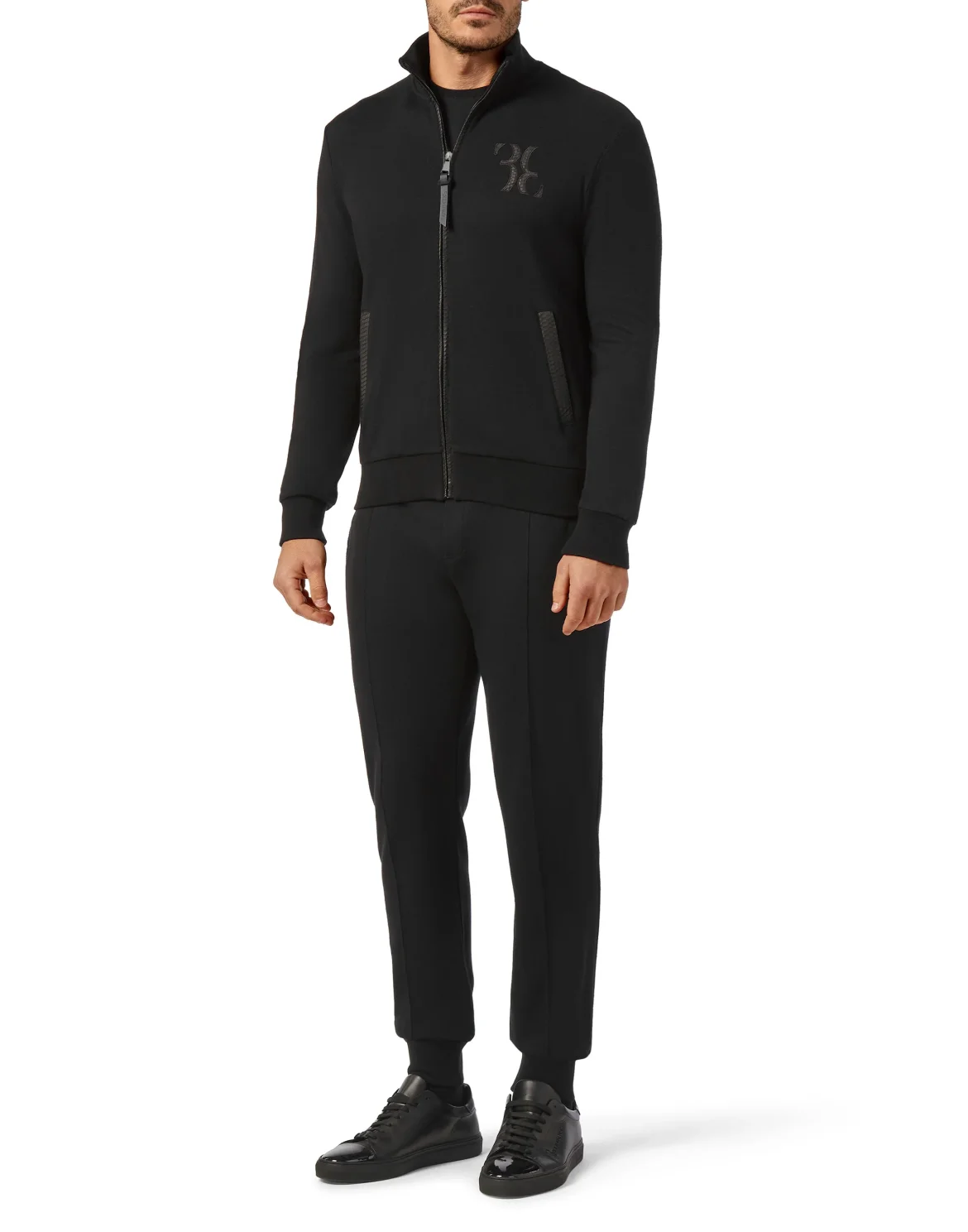 Wool and Cashmere Pullover full zip Elaphe insert, цвет: Черный