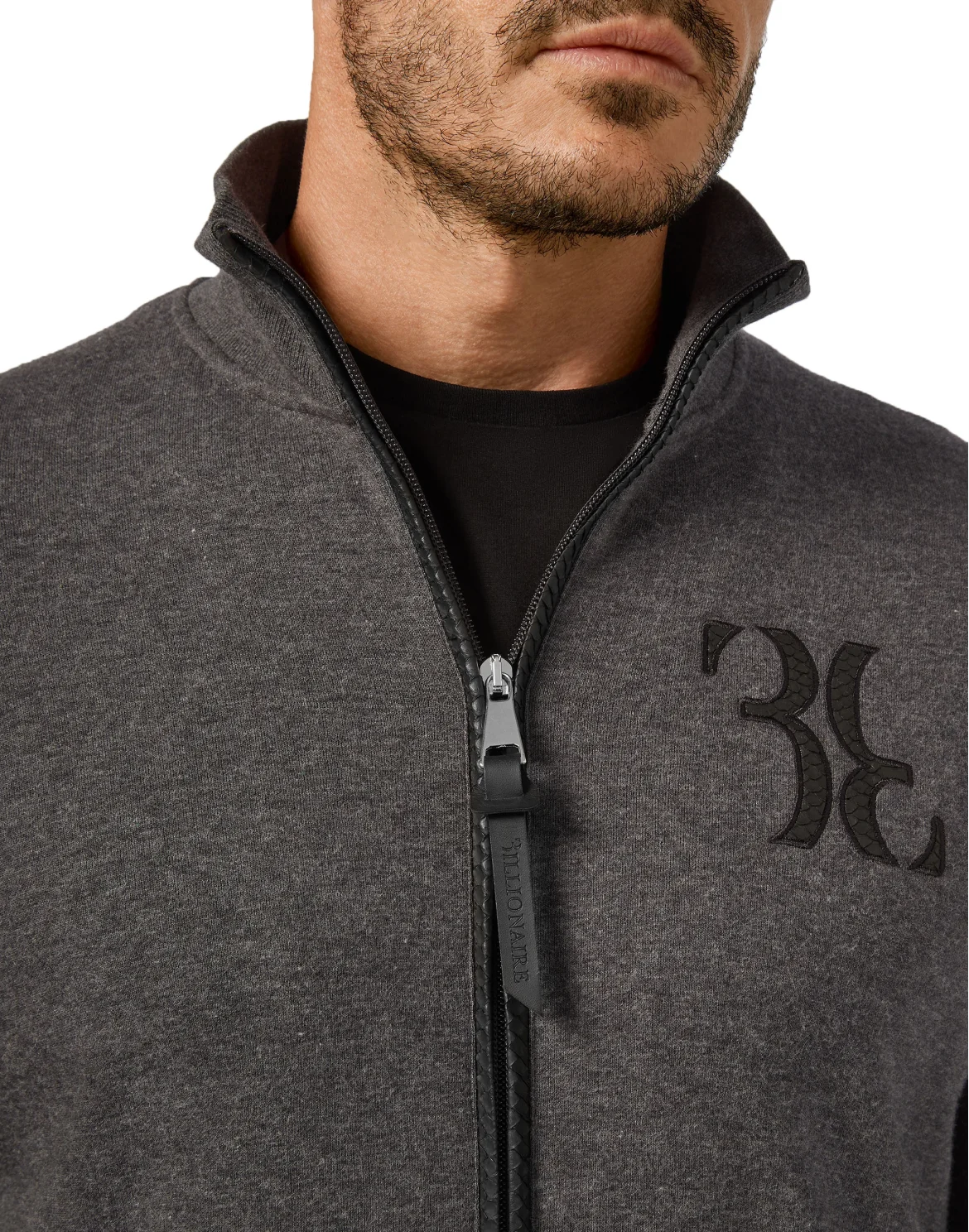 Wool and Cashmere Pullover full zip Elaphe insert, цвет: Серый