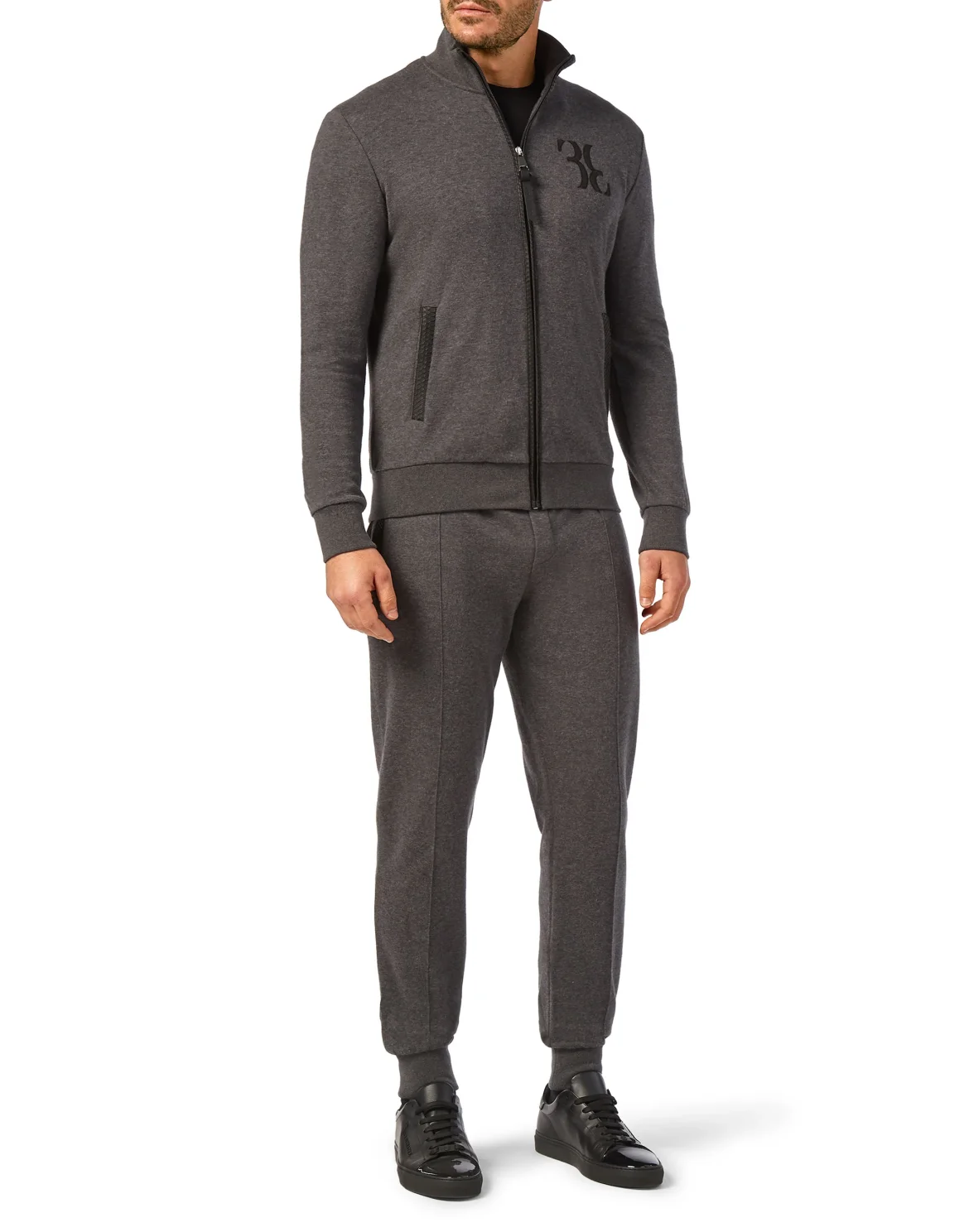 Wool and Cashmere Pullover full zip Elaphe insert, цвет: Серый