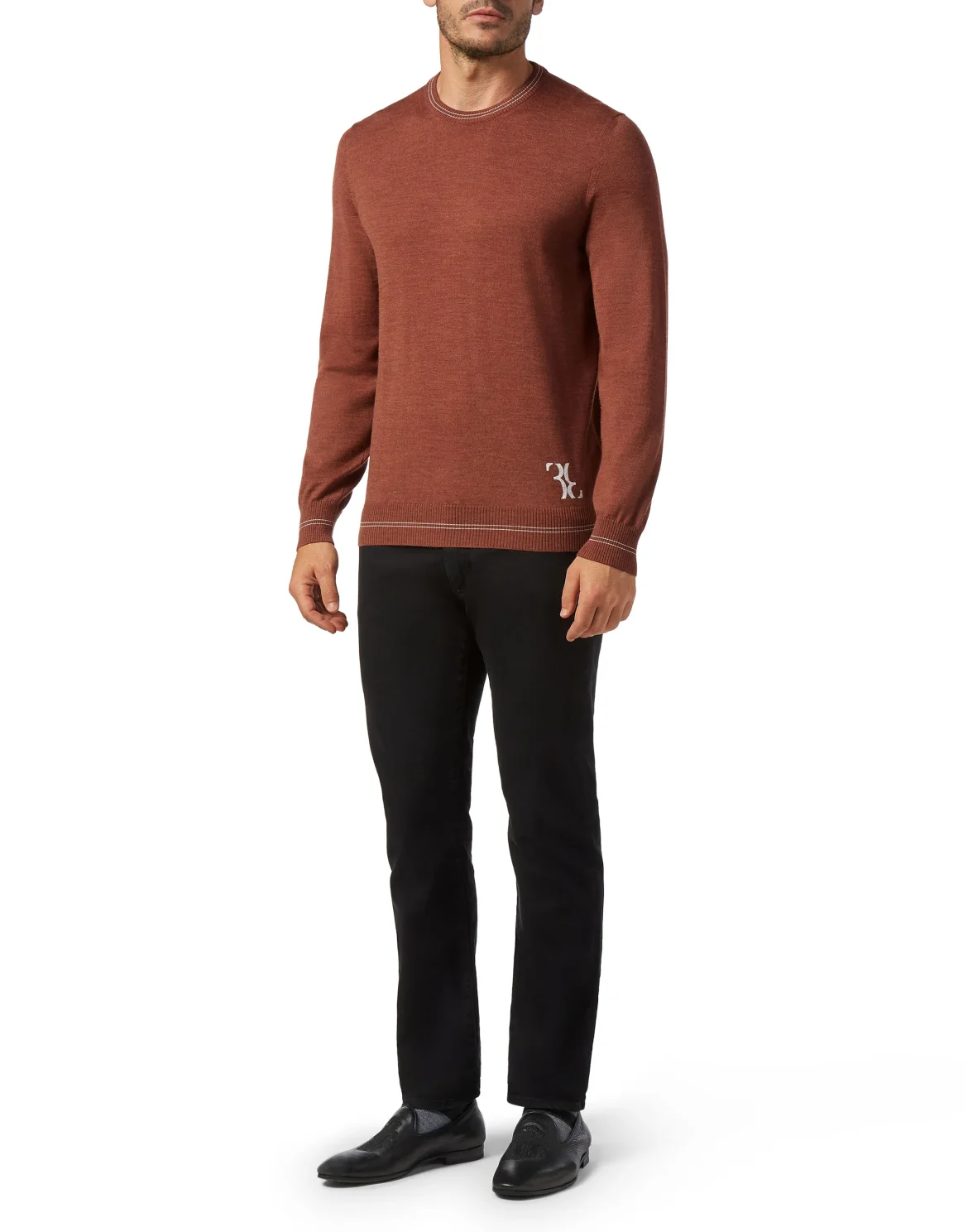 Wool Pullover Round Neck LS Double B, цвет: Коричневый