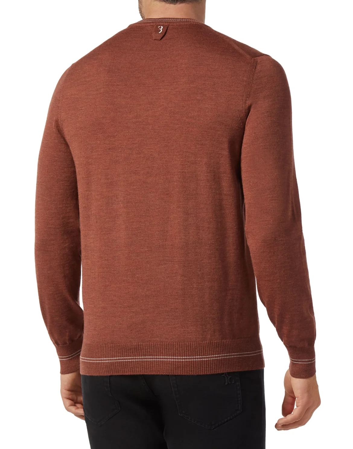 Wool Pullover Round Neck LS Double B, цвет: Коричневый