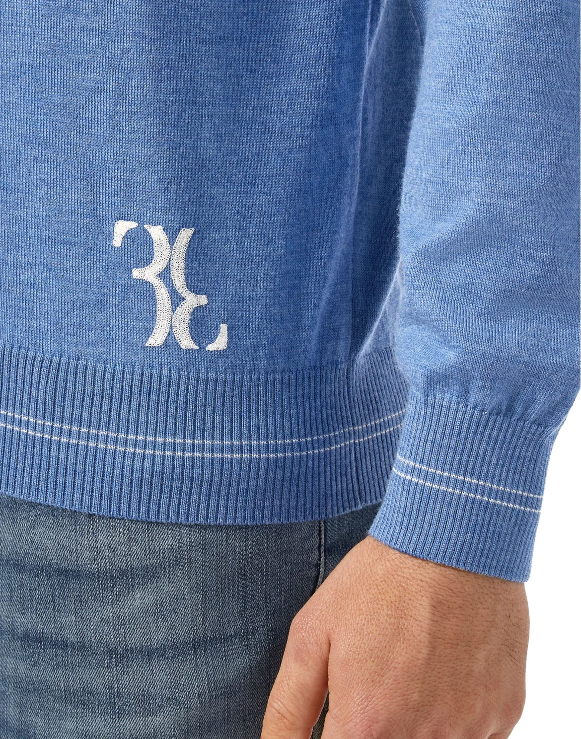 Wool Pullover Round Neck LS Double B, цвет: Синий