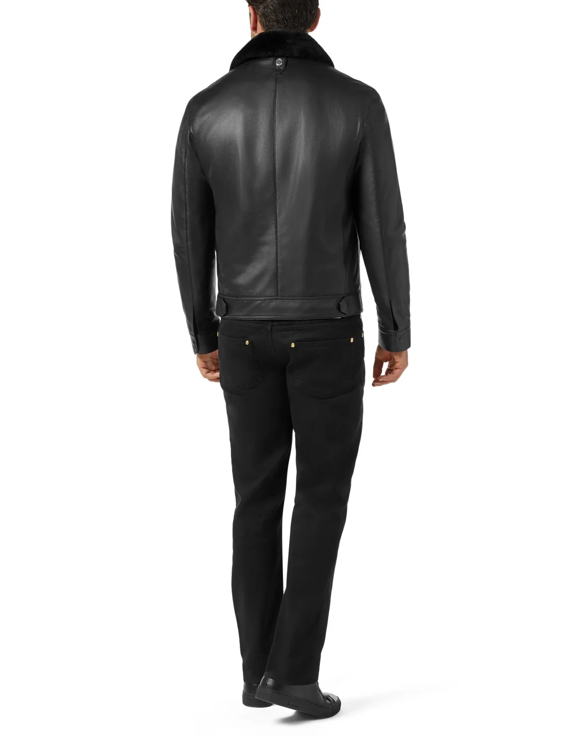 Leather Blouson with fur collar Crest, цвет: Черный