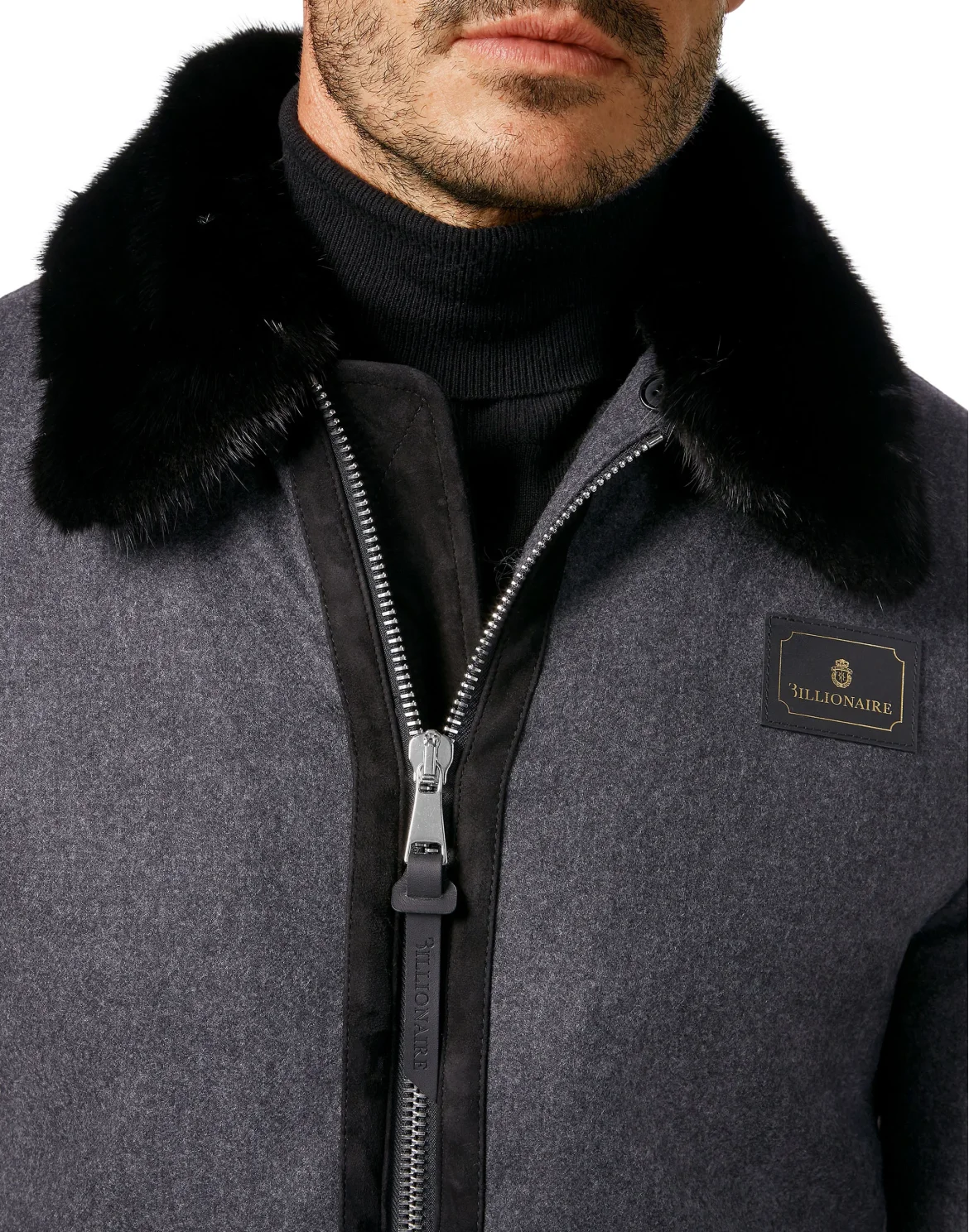 Bomber Collar fur  Luxury, цвет: Черный