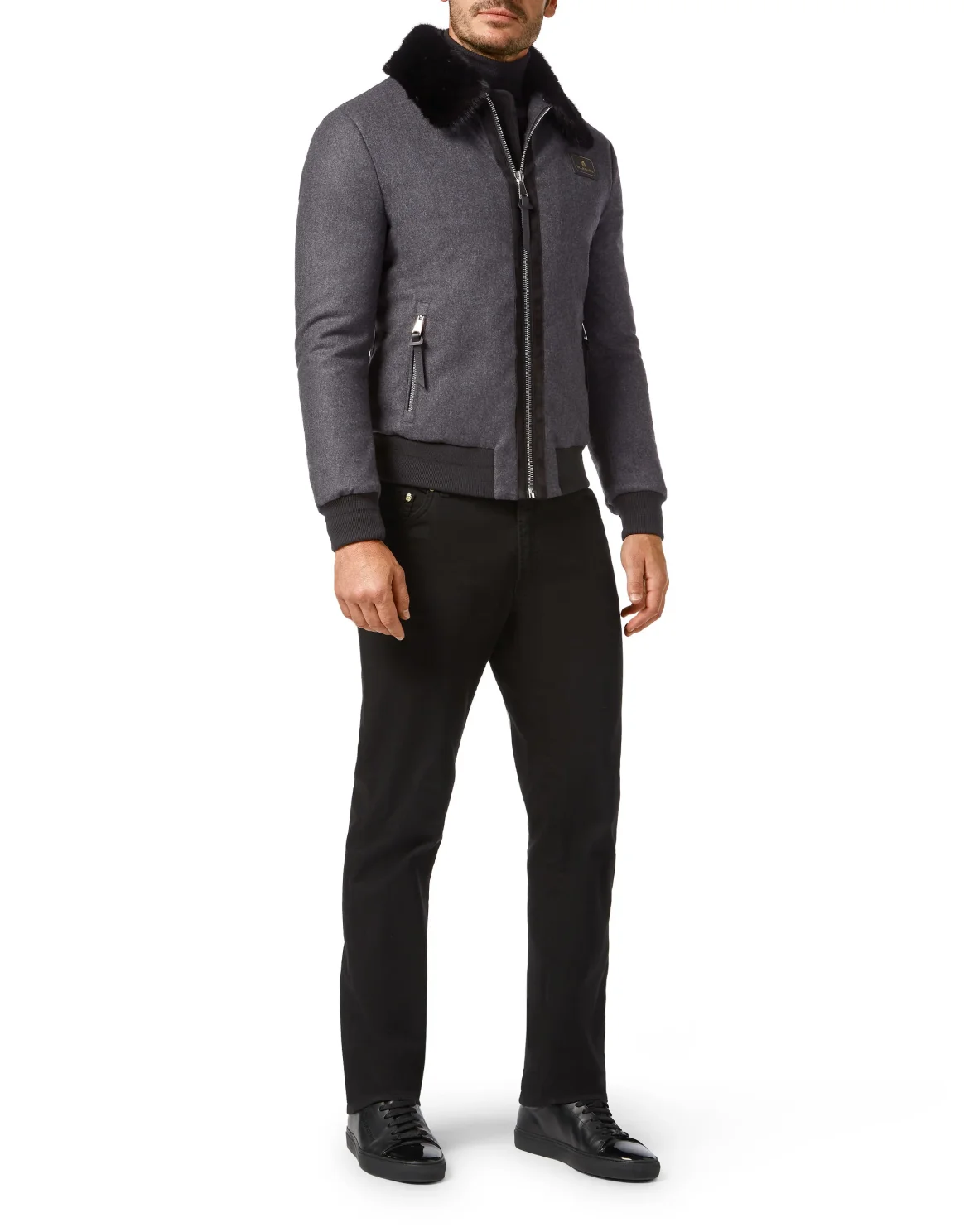 Bomber Collar fur  Luxury, цвет: Черный