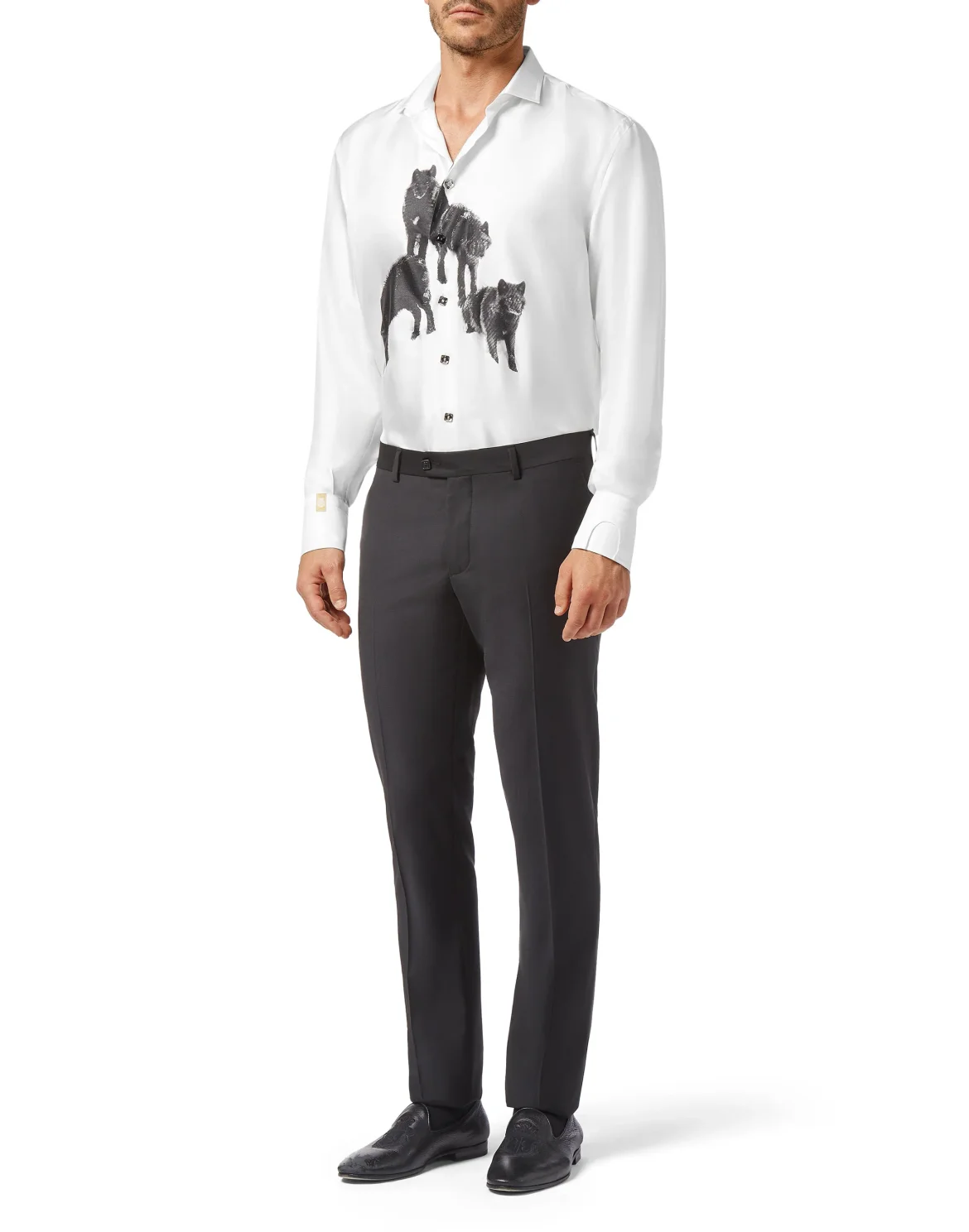 Silk Shirt Gold Cut LS Wolf, цвет: Белый