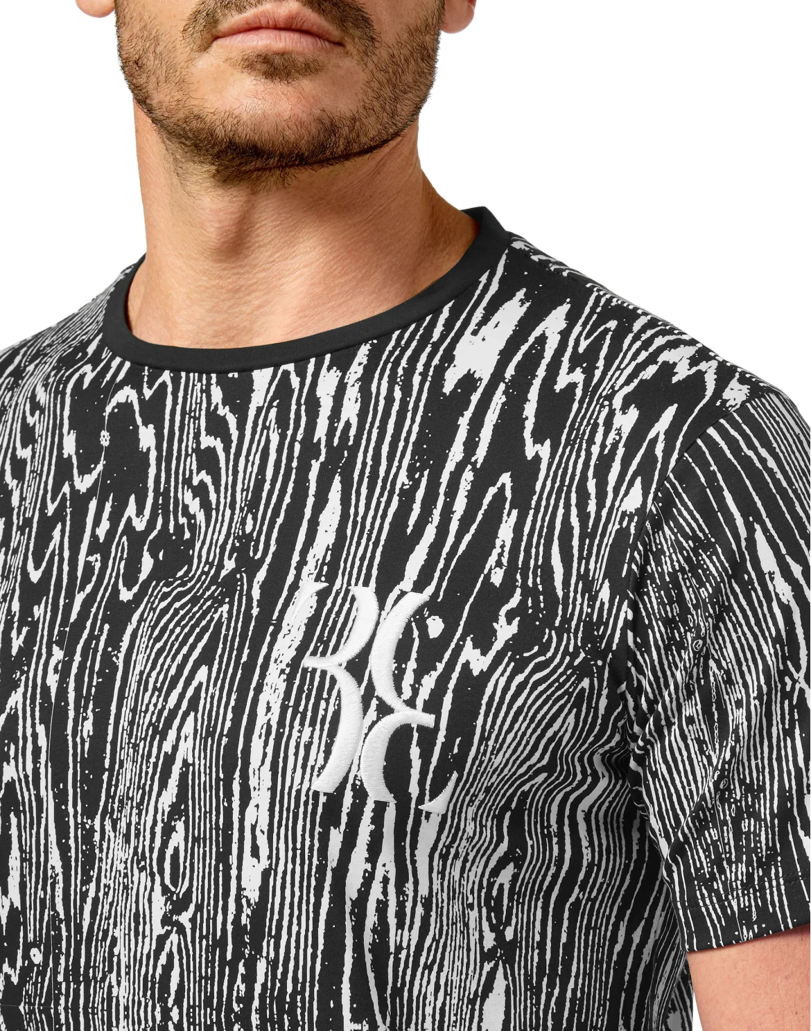 T-shirt Round Neck SS wood grain, цвет: Черный