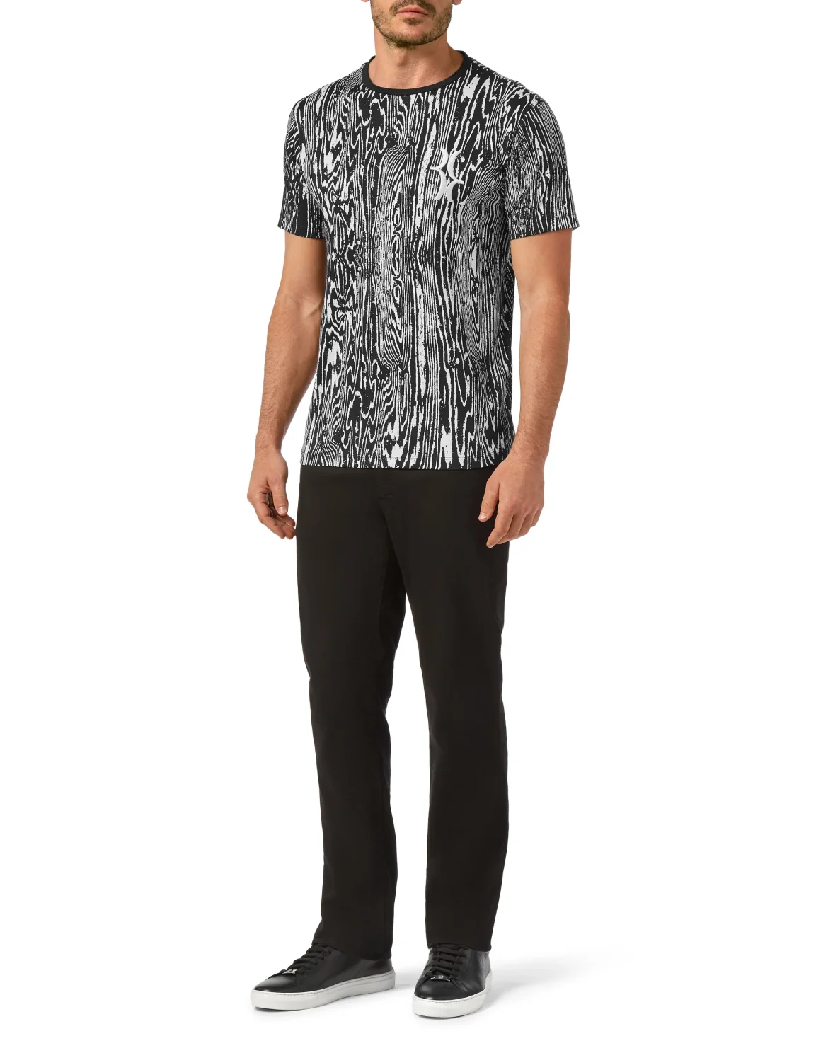 T-shirt Round Neck SS wood grain, цвет: Черный