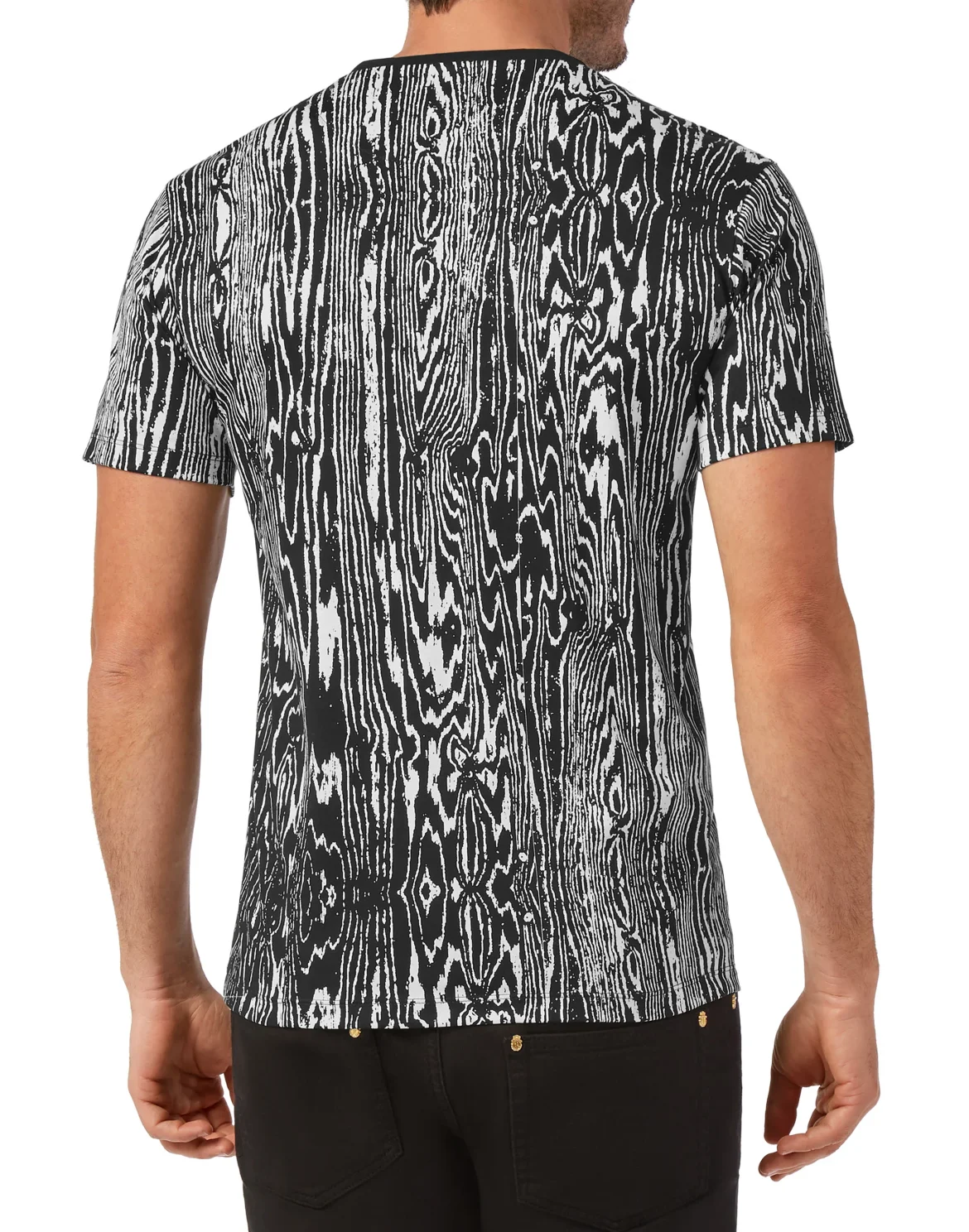 T-shirt Round Neck SS wood grain, цвет: Черный