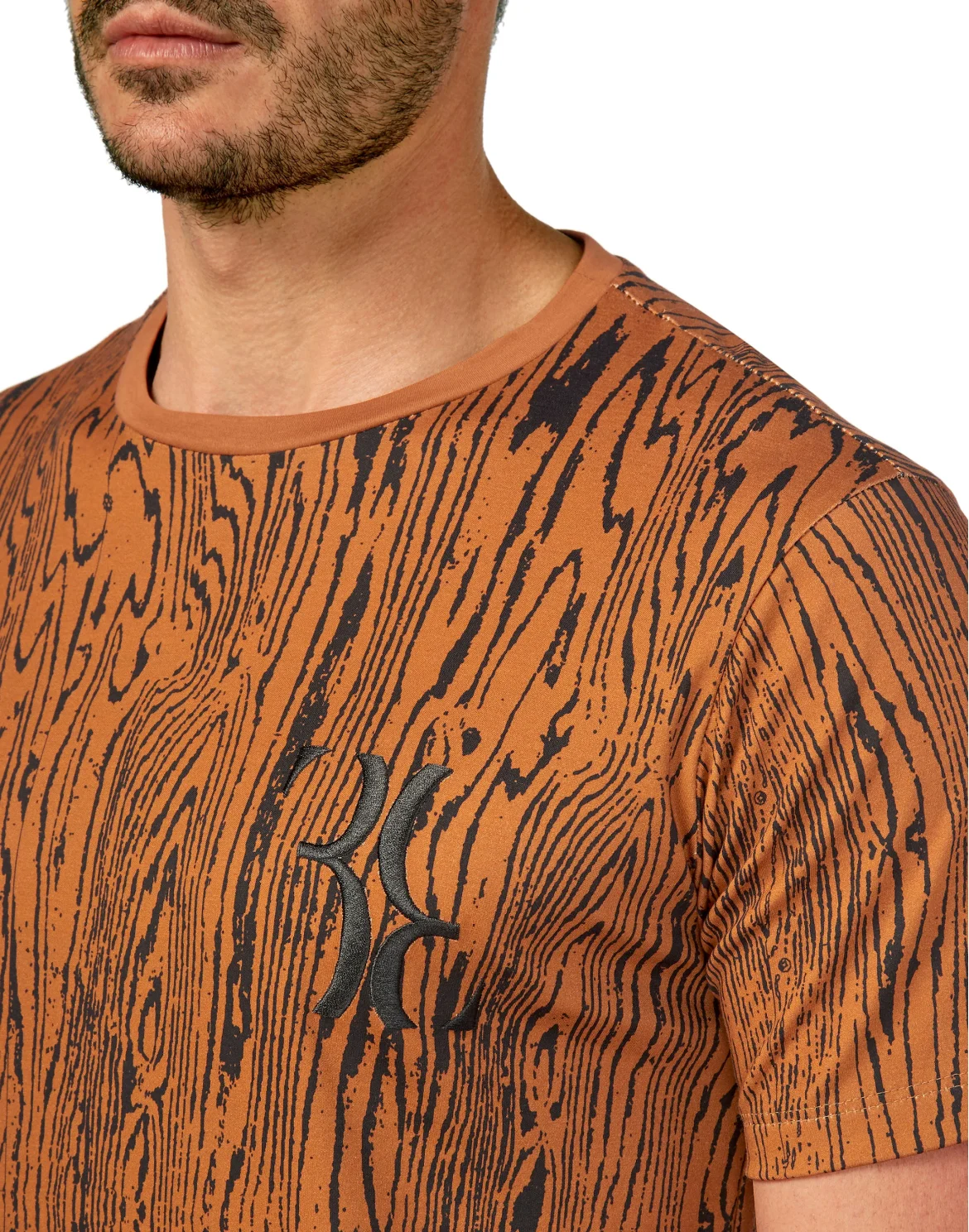 T-shirt Round Neck SS wood grain, цвет: Коричневый
