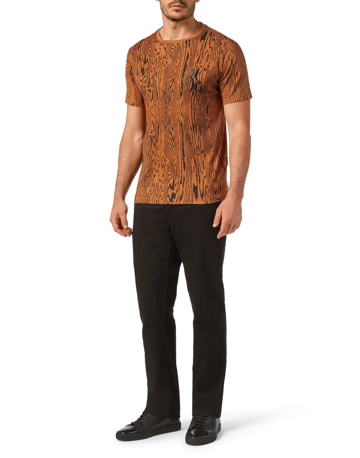 T-shirt Round Neck SS wood grain, цвет: Коричневый