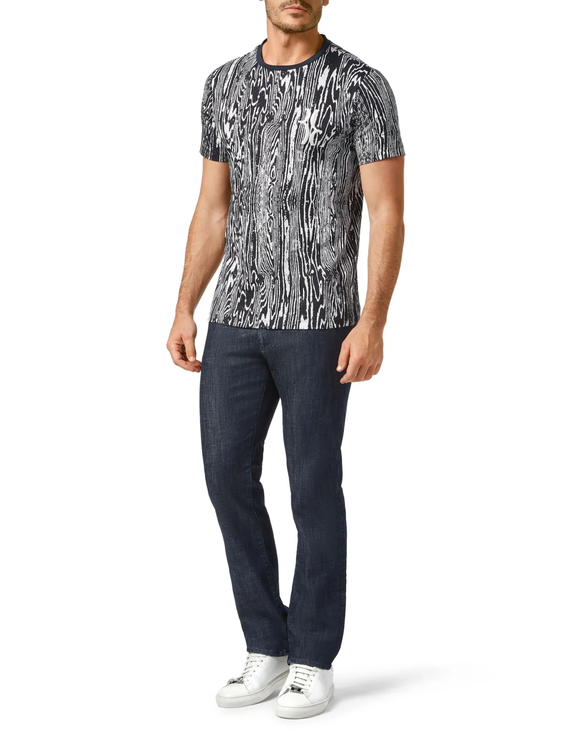 T-shirt Round Neck SS wood grain, цвет: Синий