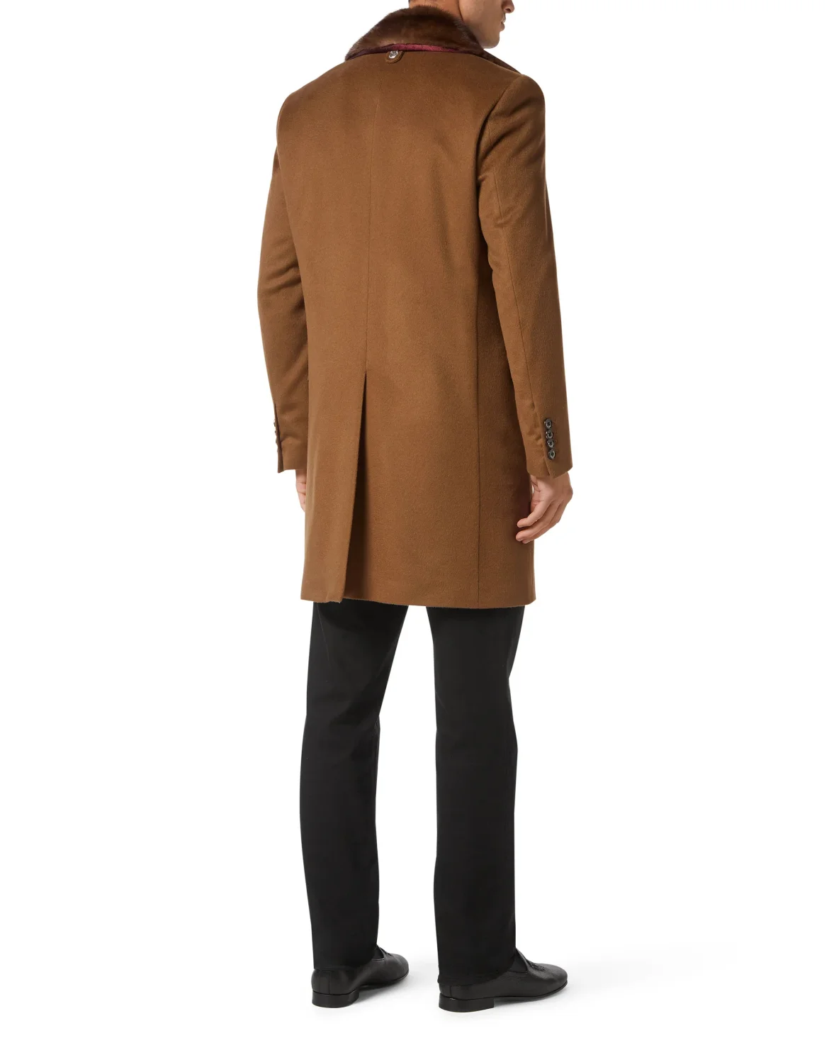 Cashmere Long Coat with Real Fur, цвет: Бежевый