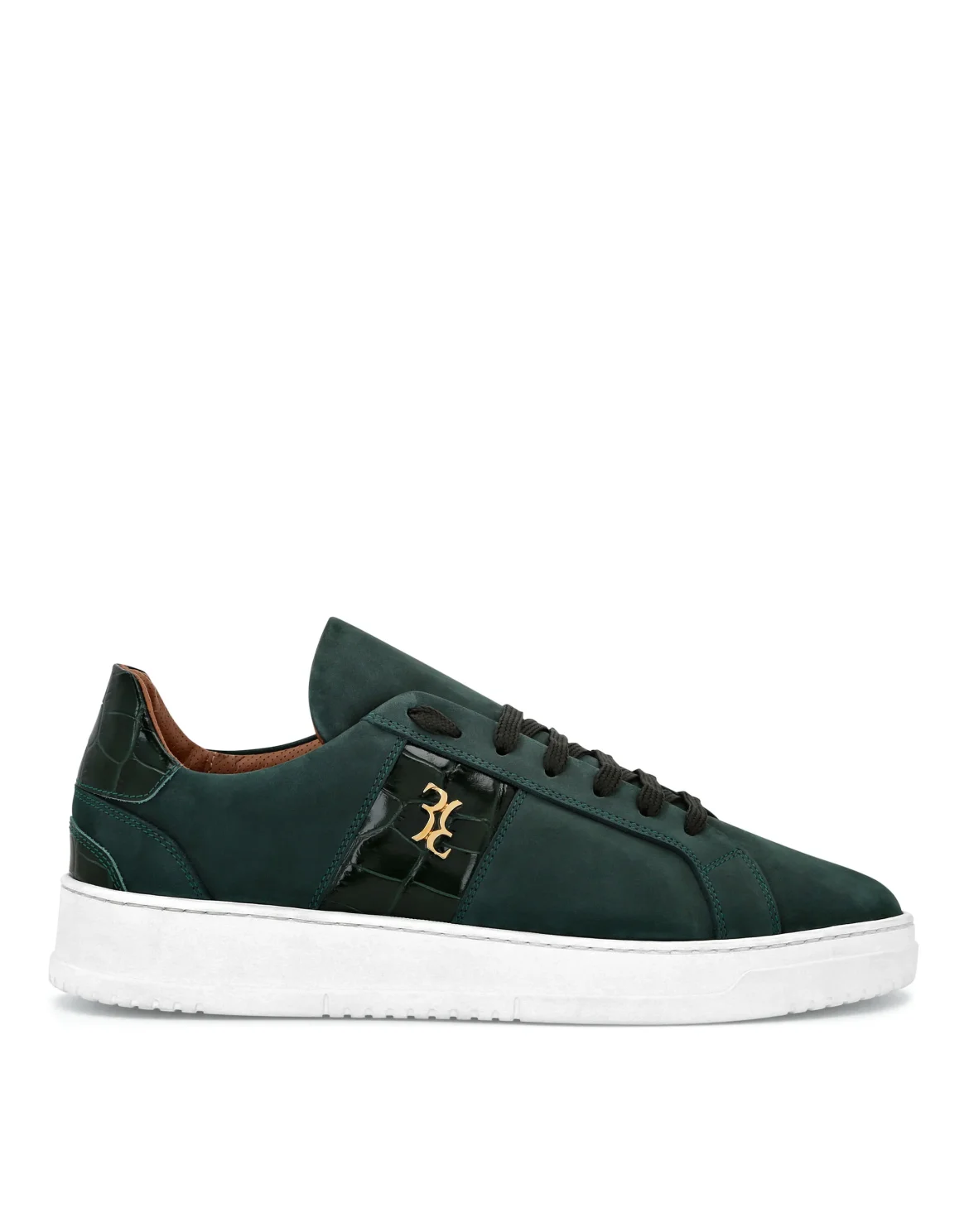 Nabuk and Leather Lo-Top Sneakers, цвет: Зеленый
