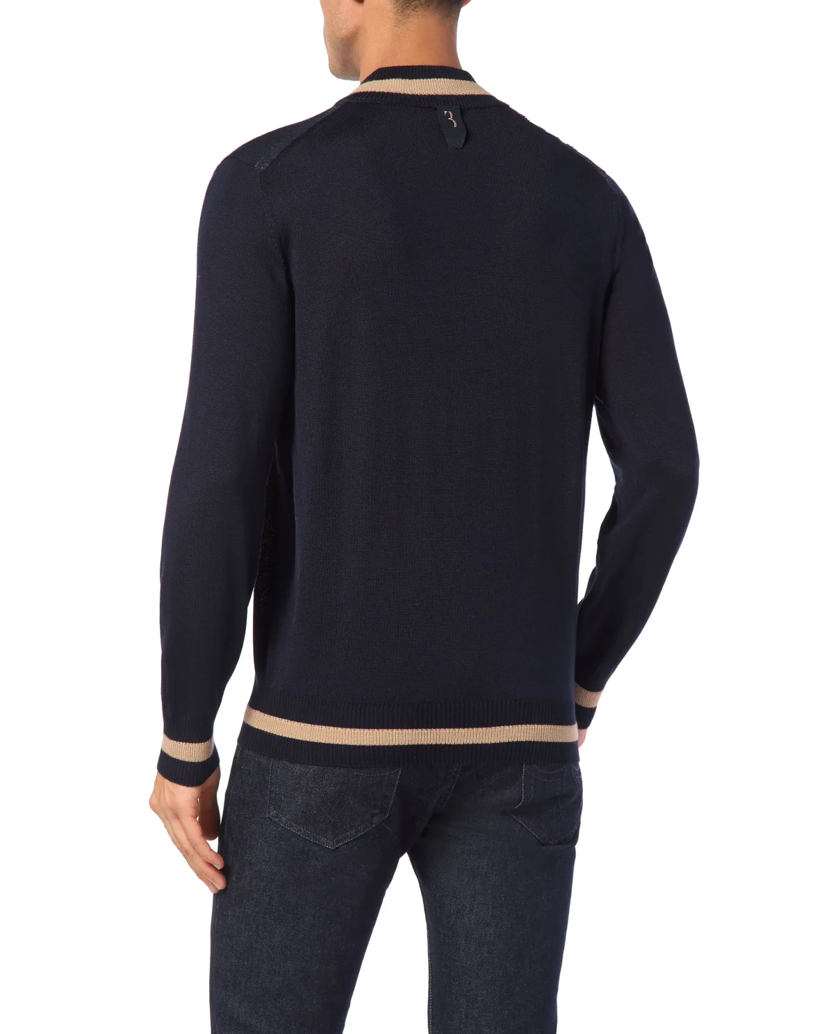 Cashmere & Silk Pullover Zip Mock with Elaphe Inserts, цвет: Синий