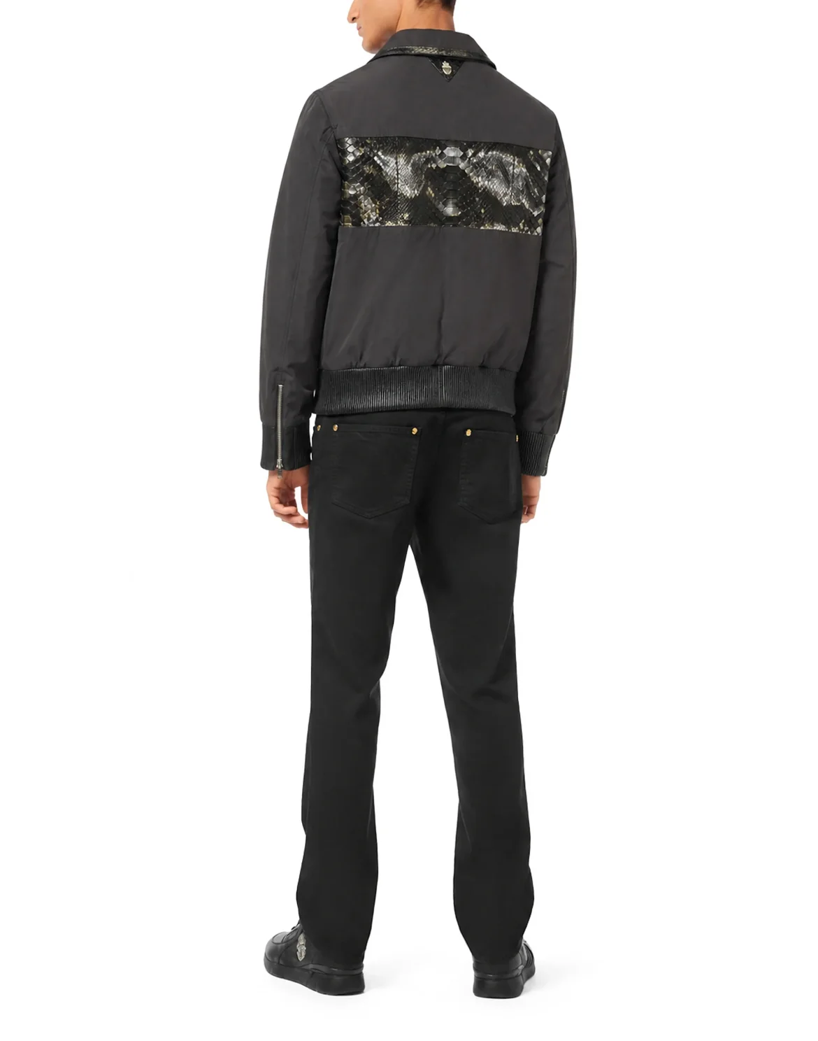 Nylon Jacket With Python Inserts, цвет: Черный