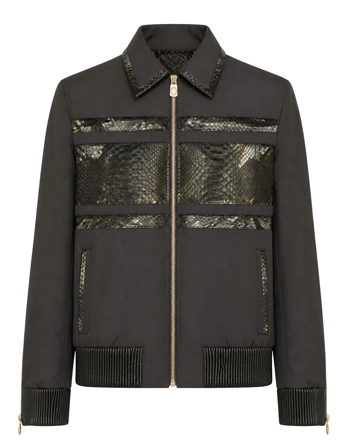 Nylon Jacket With Python Inserts, цвет: Черный