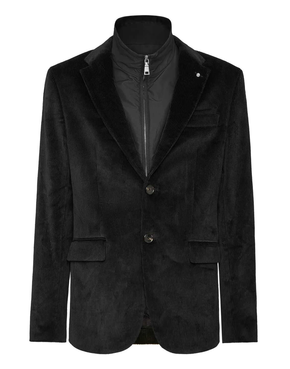 Zip Neck Velvet Blazer, цвет: Черный