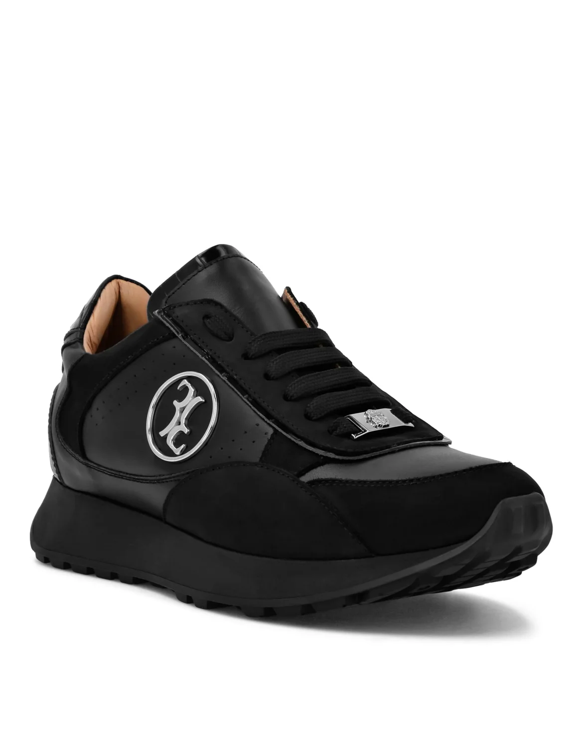 Crocco Printed Leather Lo-Top Sneakers, цвет: Черный
