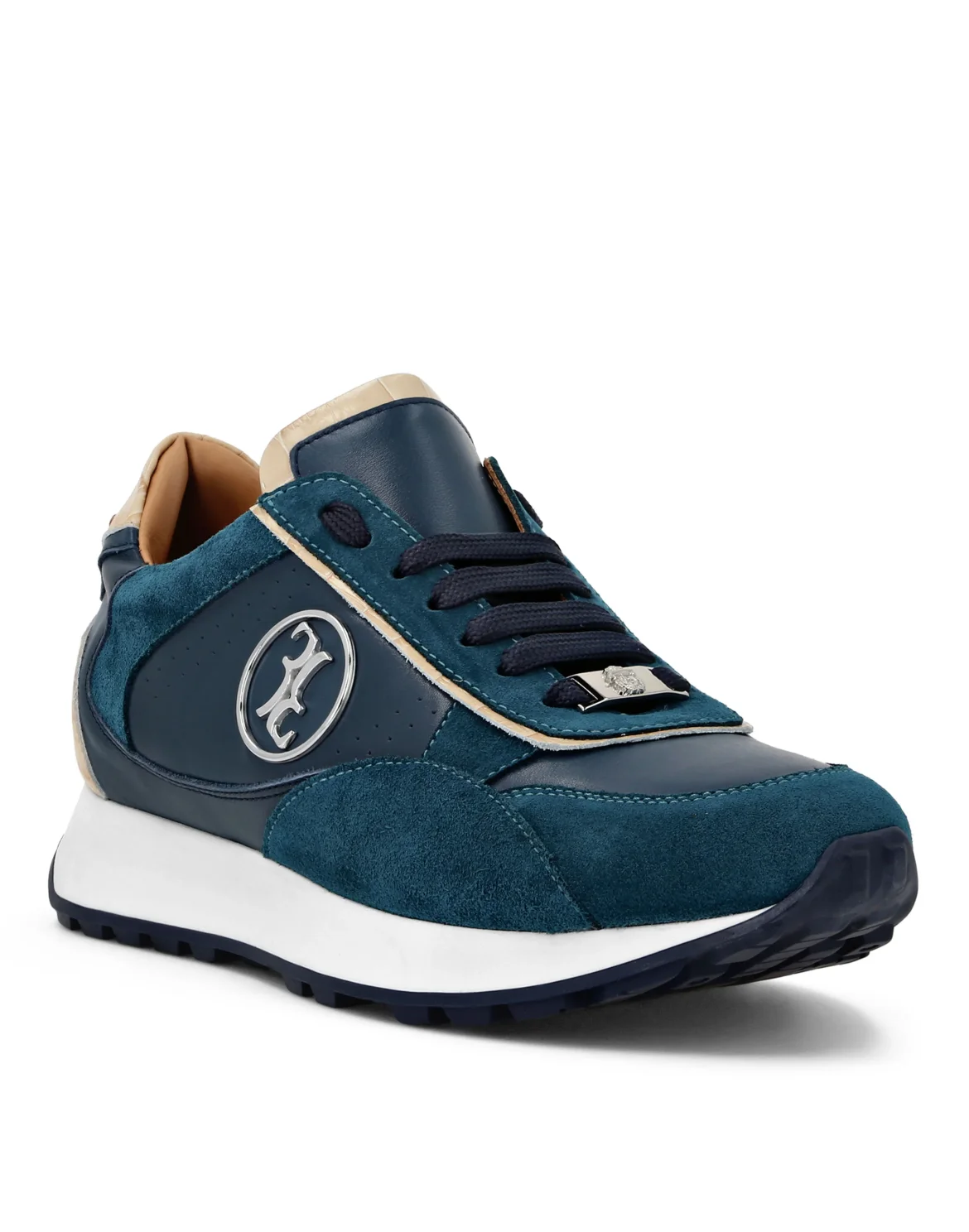 Crocco Printed Leather Lo-Top Sneakers, цвет: Синий