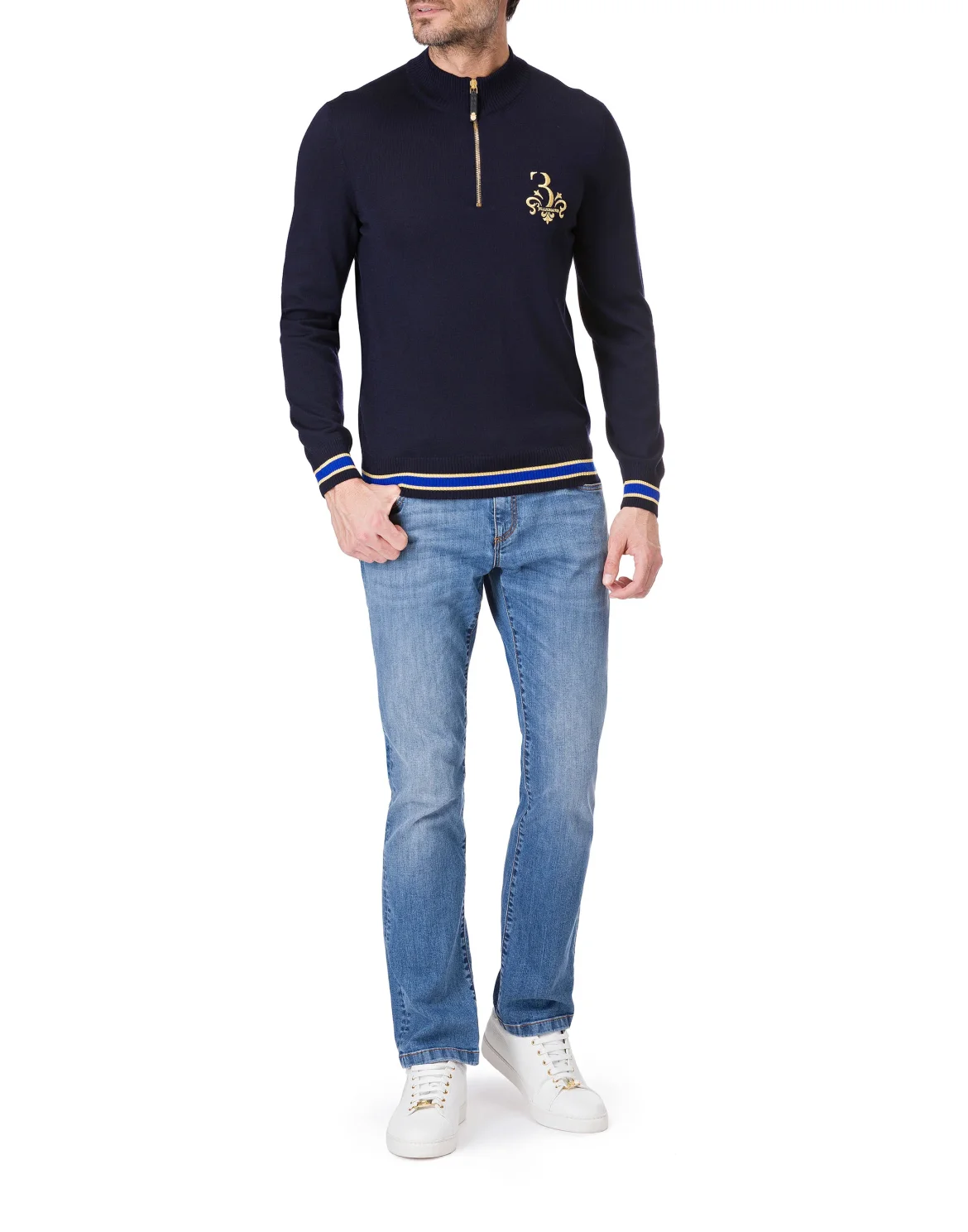 Pullover zip mock "Rolf", цвет: Синий