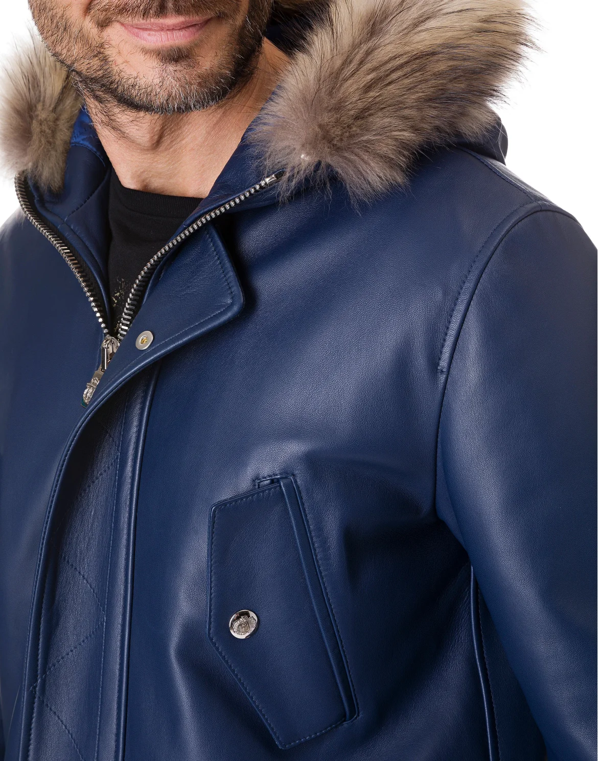 Leather Parka "Joseph", цвет: Синий