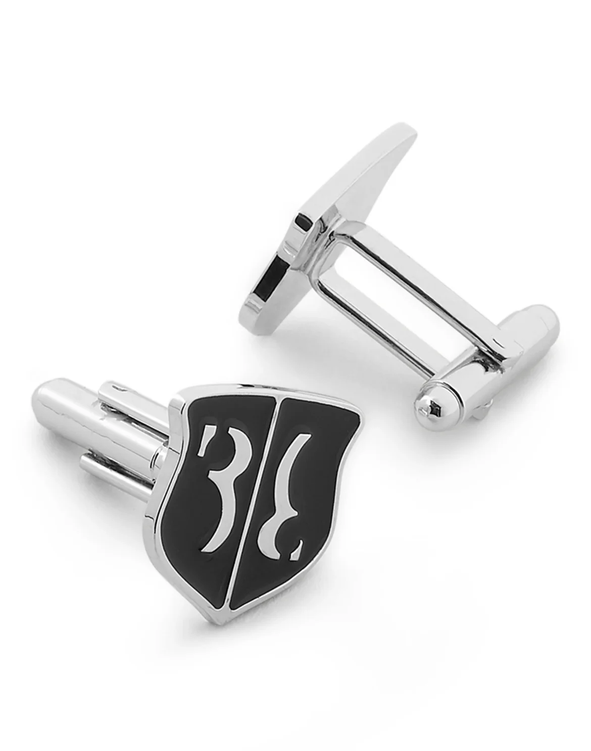metal cufflinks set Double B, цвет: Черный