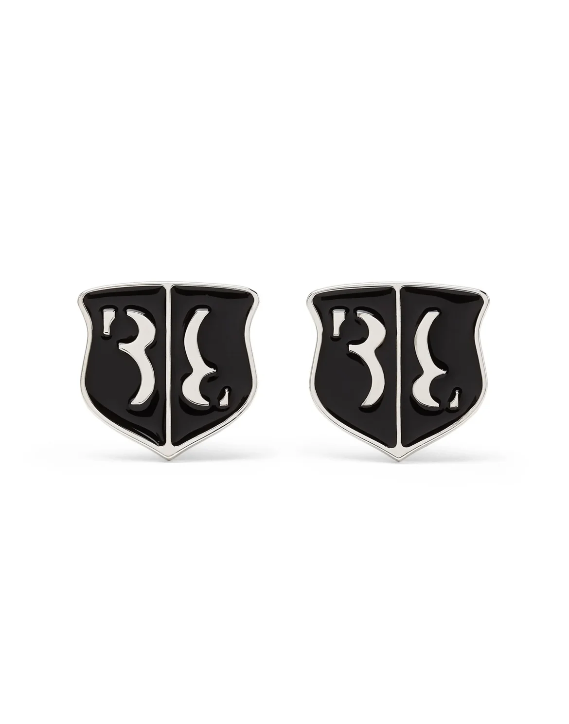 metal cufflinks set Double B, цвет: Черный