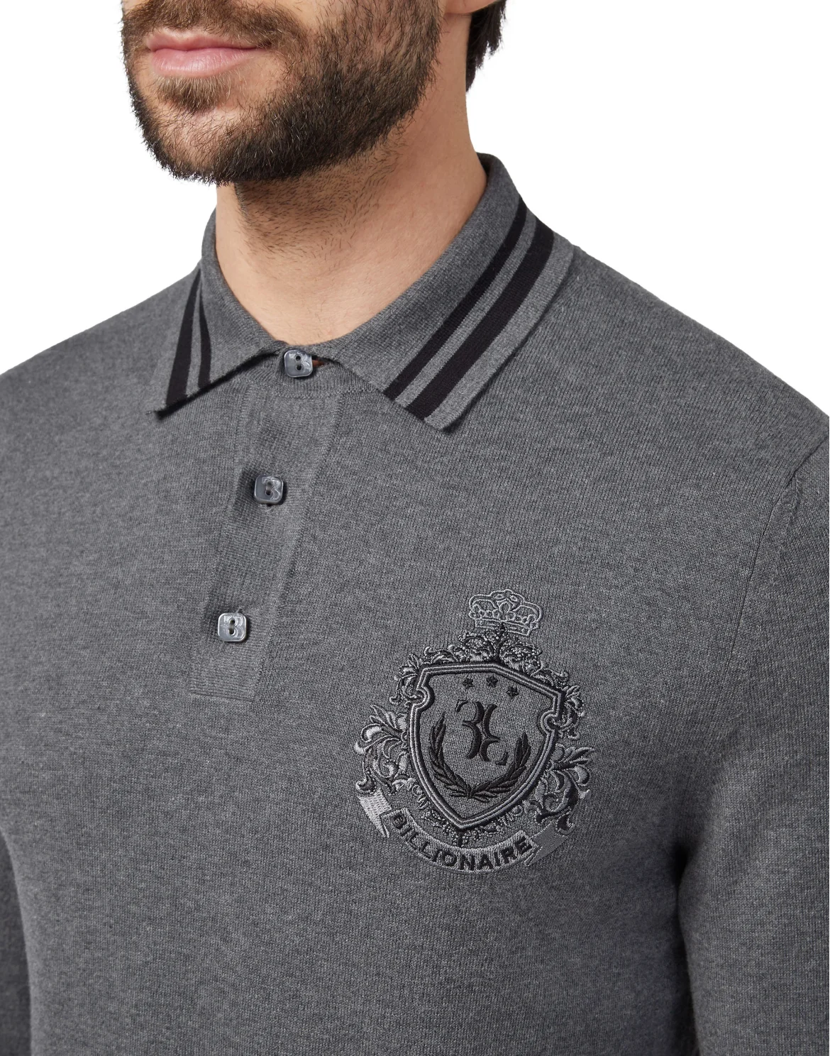 Pullover Polo-Neck LS Crest, цвет: Серый