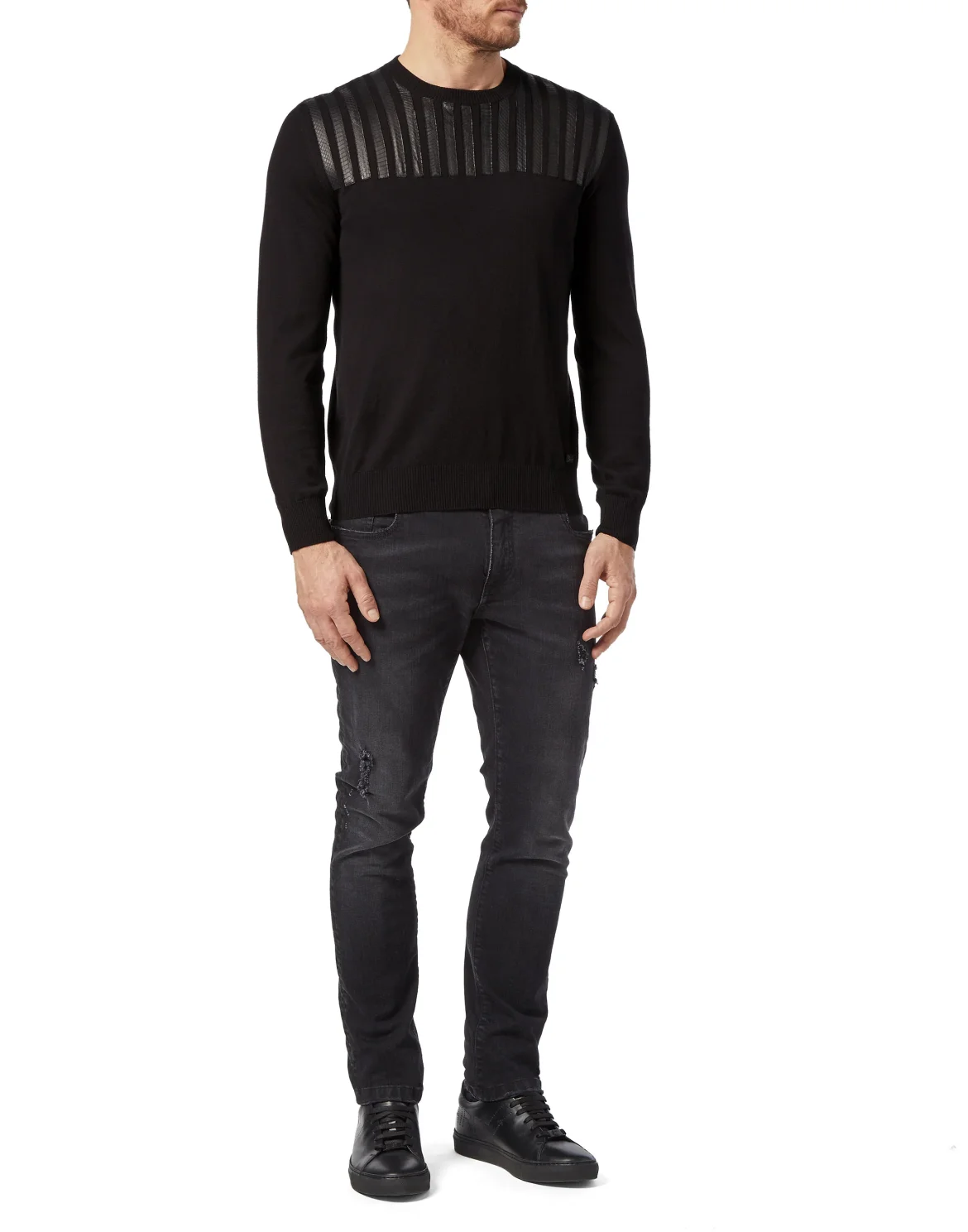 Pullover Round Neck LS Luxury, цвет: Черный