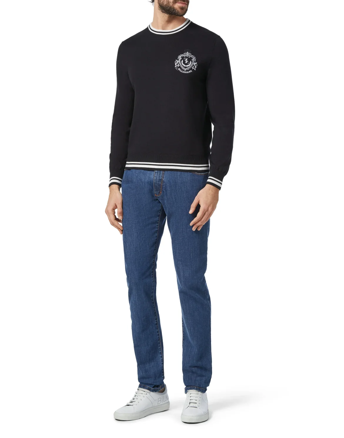 Pullover Round Neck LS Crest, цвет: Черный