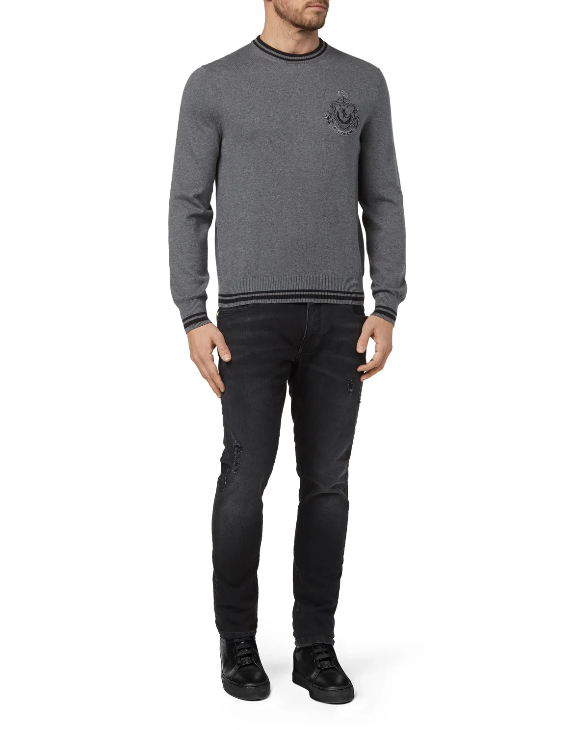Pullover Round Neck LS Crest, цвет: Серый