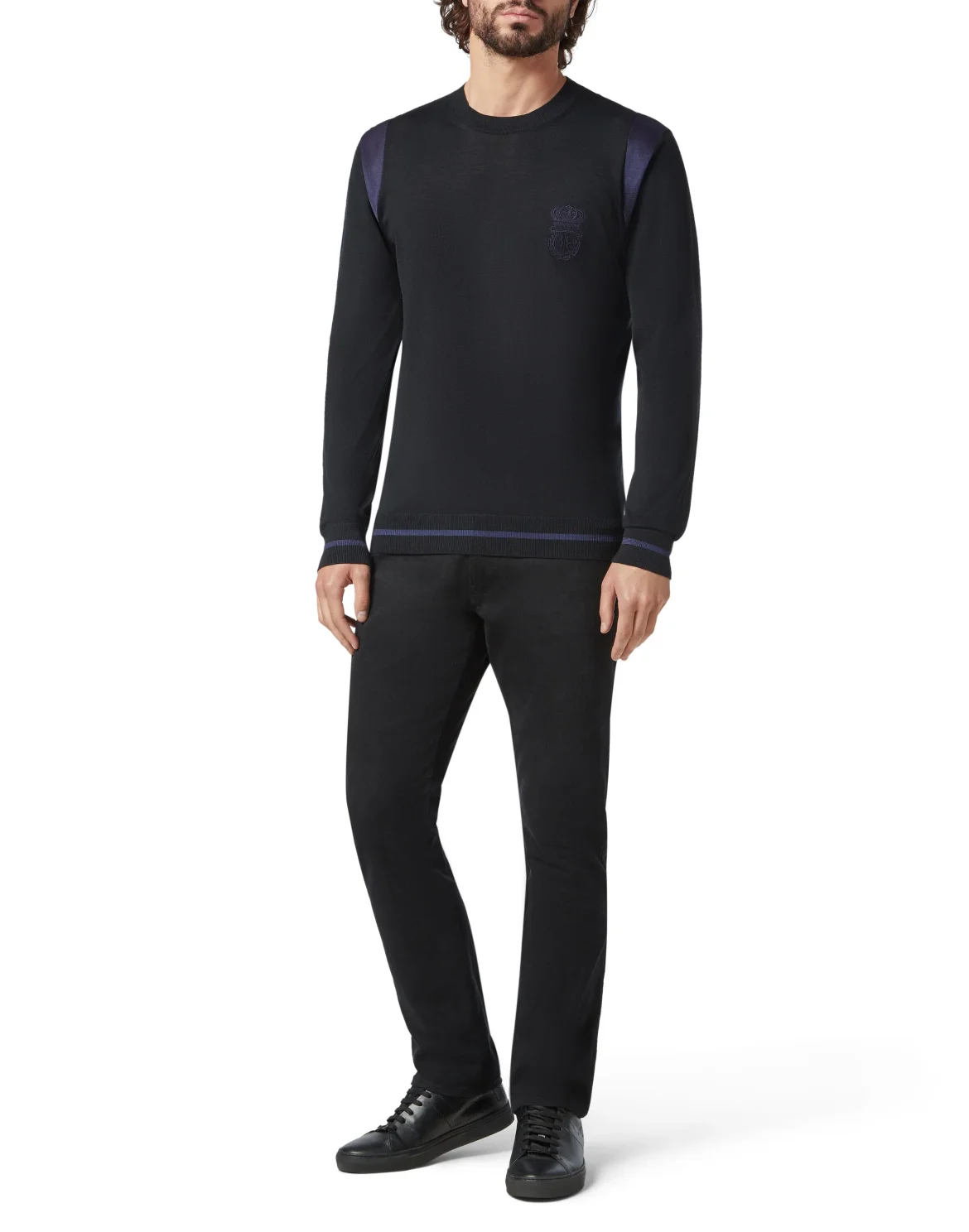 Pullover Round Neck LS Crest, цвет: Черный