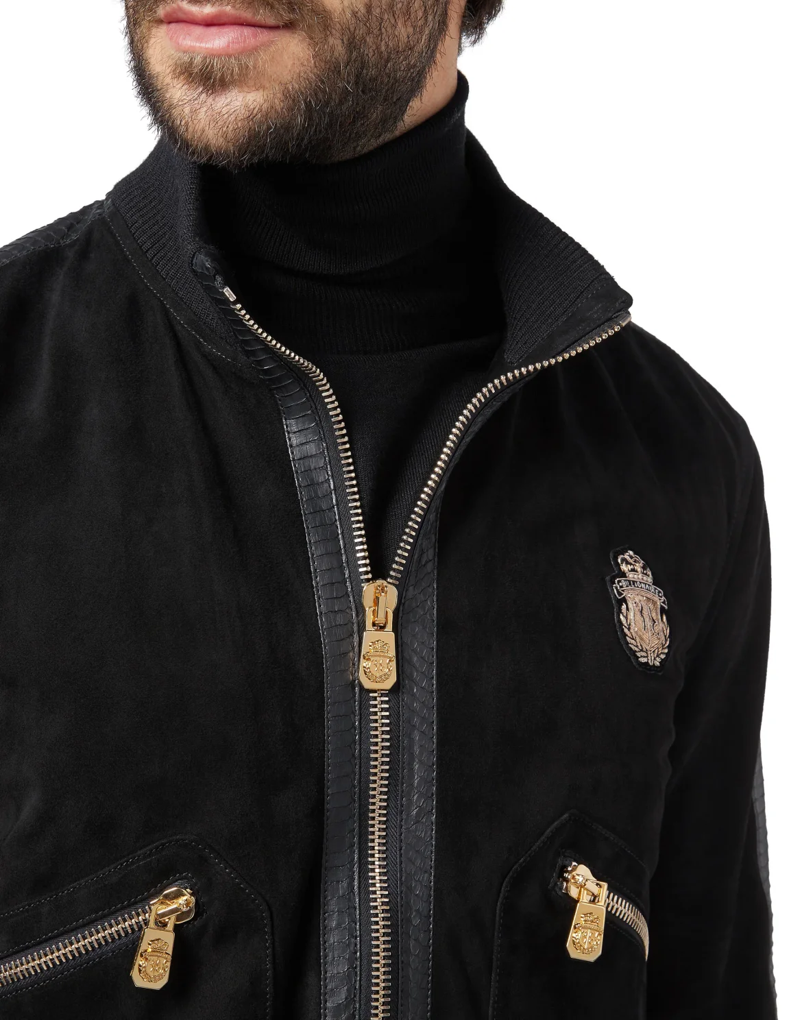 Leather Bomber Crest, цвет: Черный