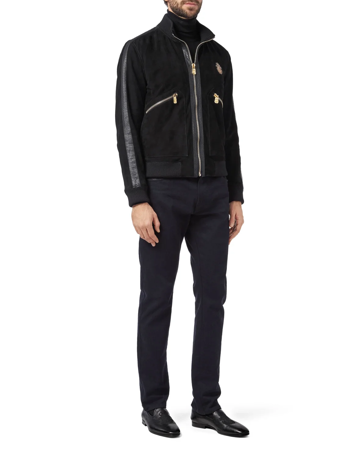 Leather Bomber Crest, цвет: Черный