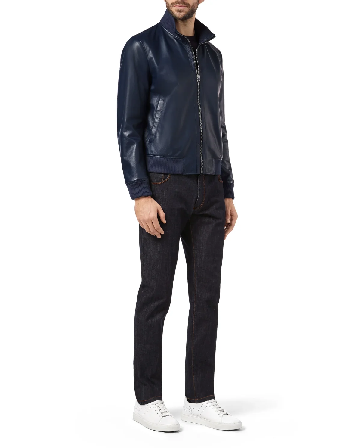 Leather Bomber Lion, цвет: Синий